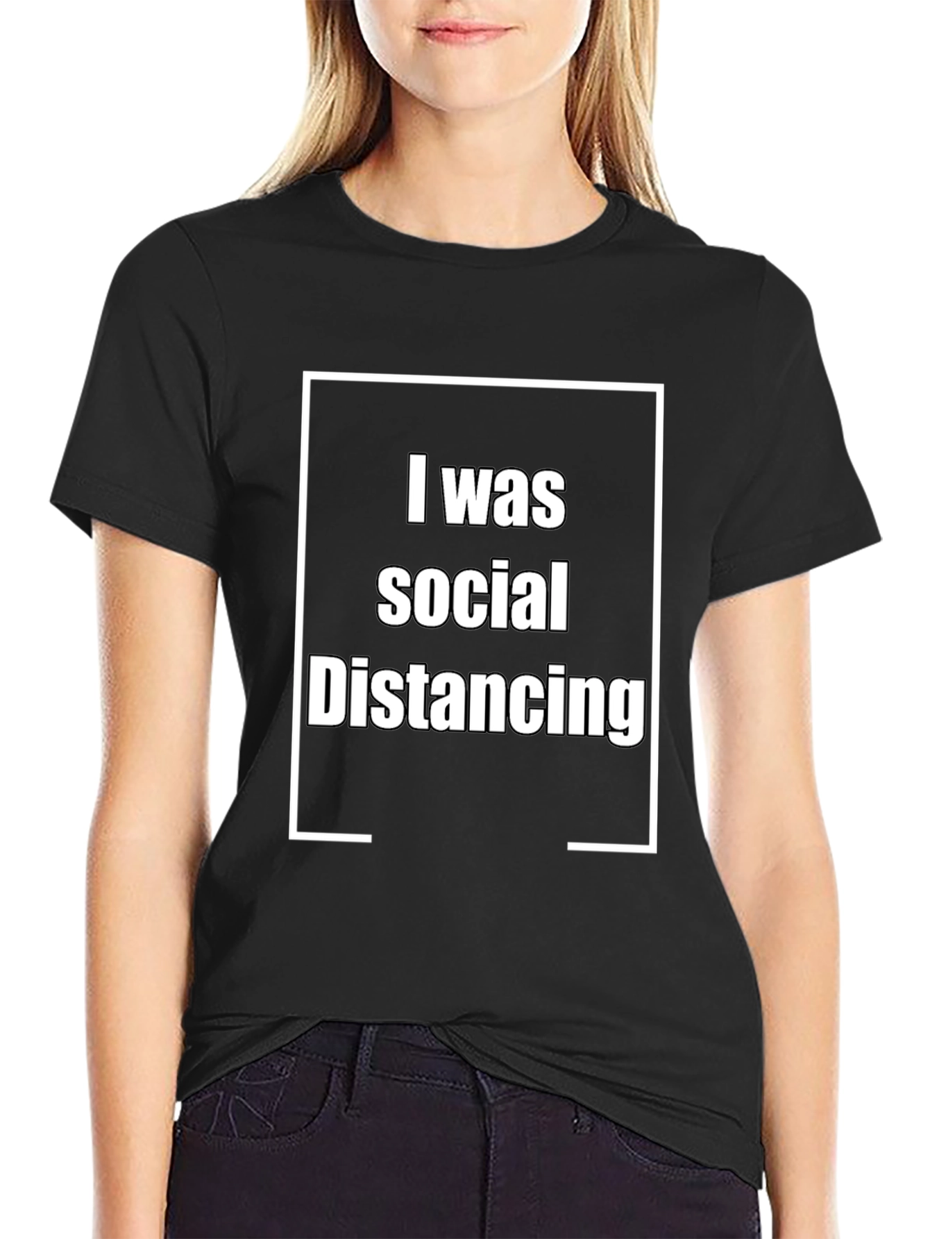 Black Social Distancing Graphic Tee - Black view 2