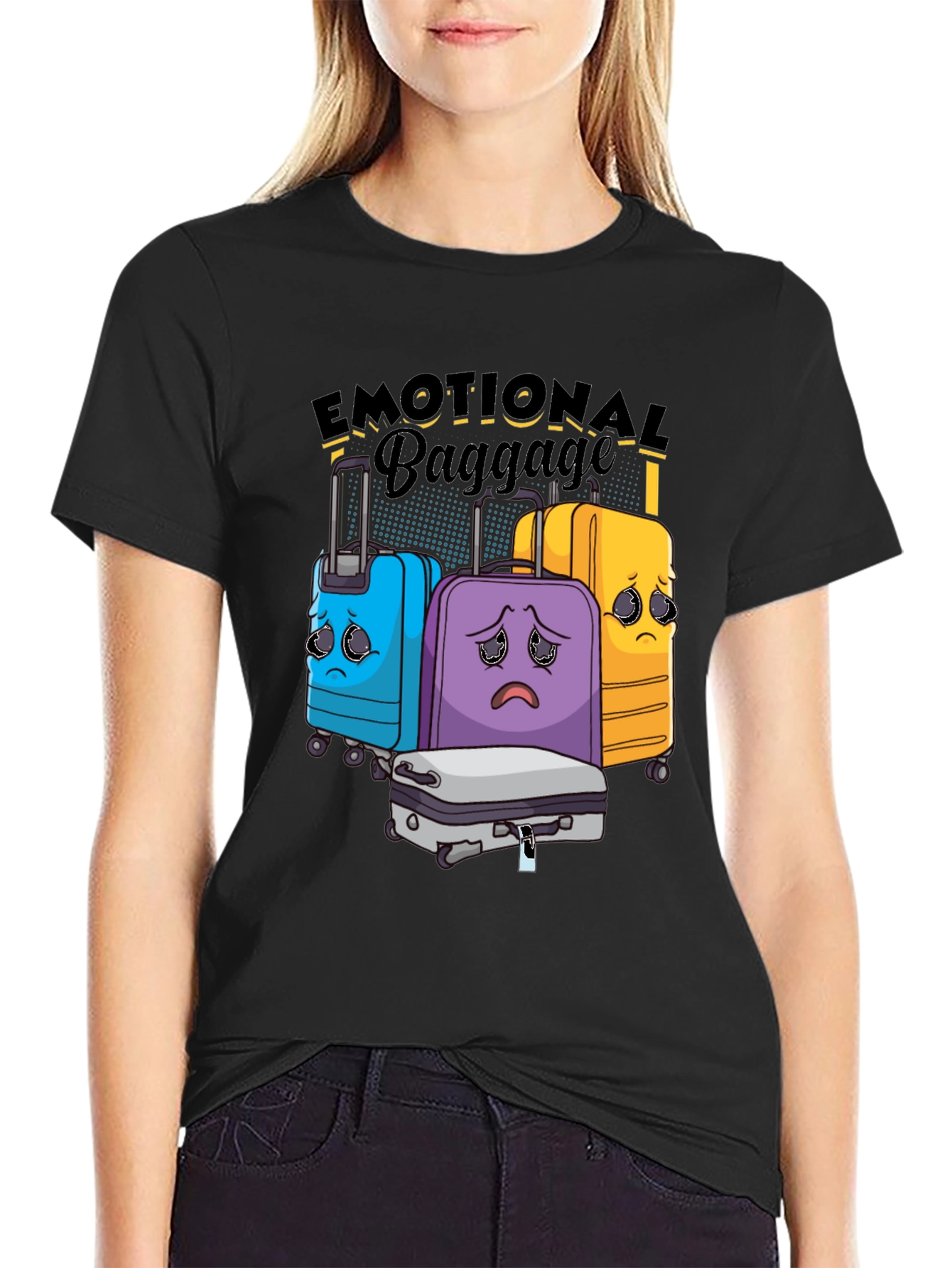 Black Emotional Baggage Graphic T-Shirt view 2