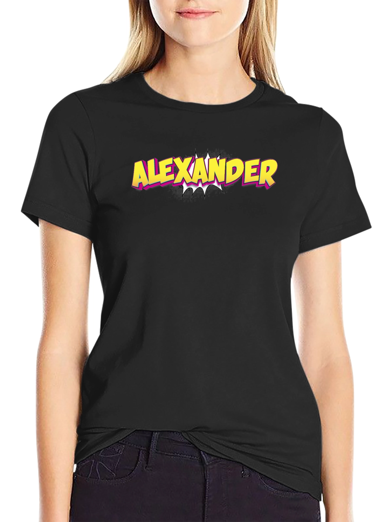Black Alexander Comic Style Graphic Tee - Black view 2