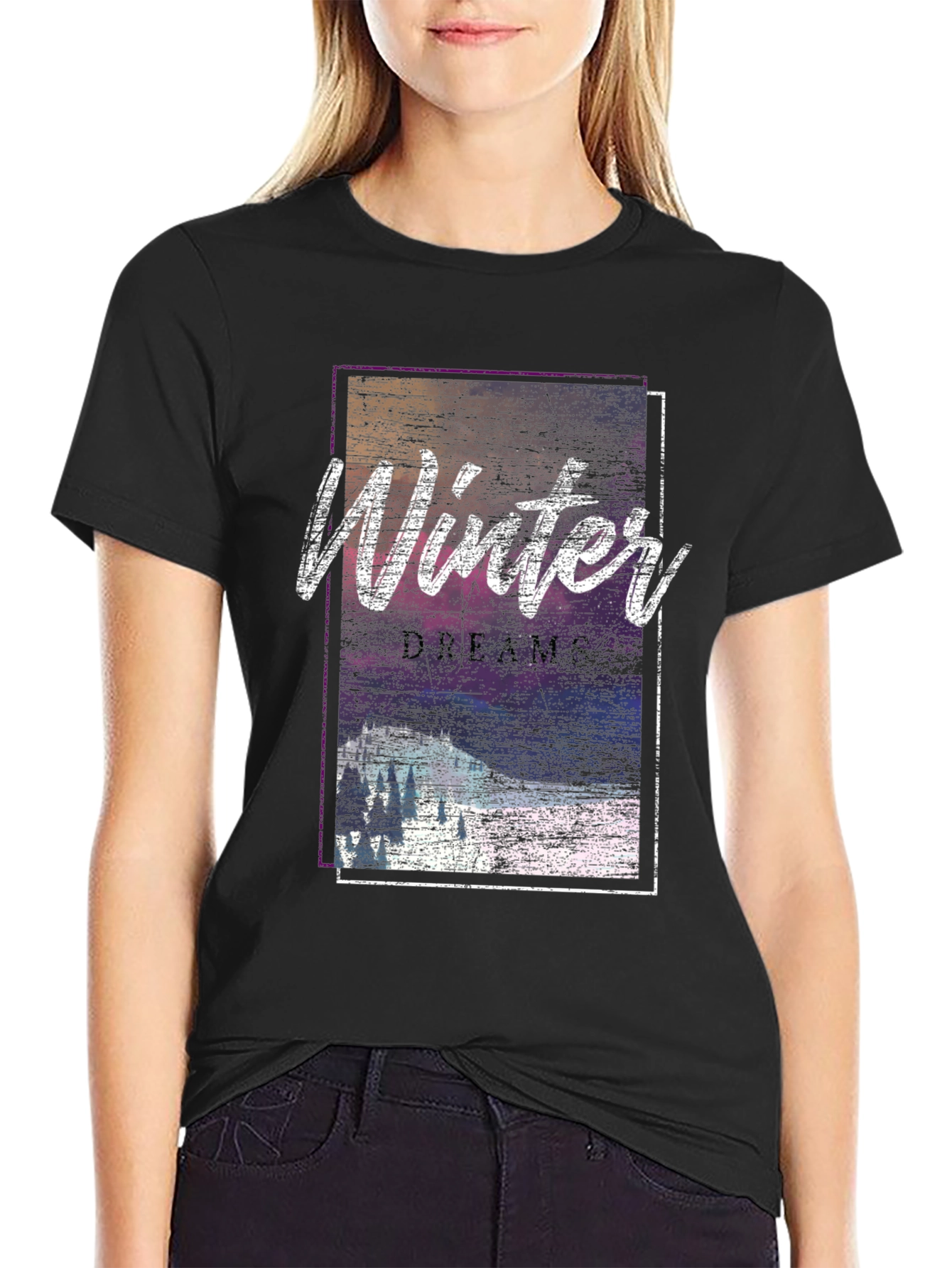 Black Winter Dreams Graphic Tee - Soft Cotton Blend view 2
