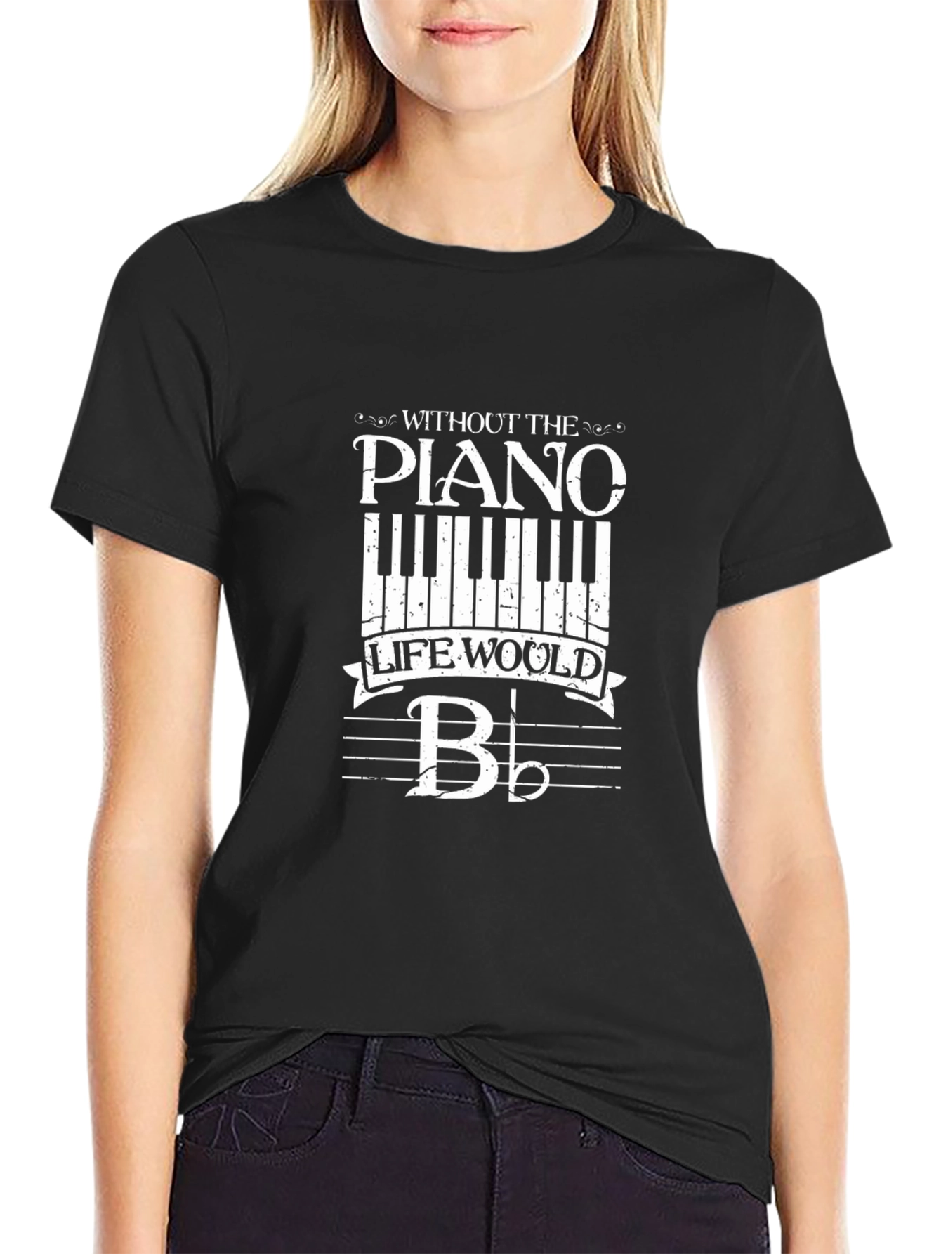 Black Piano Music Lover T-Shirt view 2