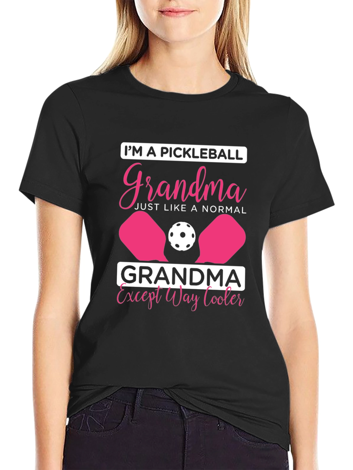 Black Pickleball Grandma T-Shirt - Cool Grandma Tee view 2