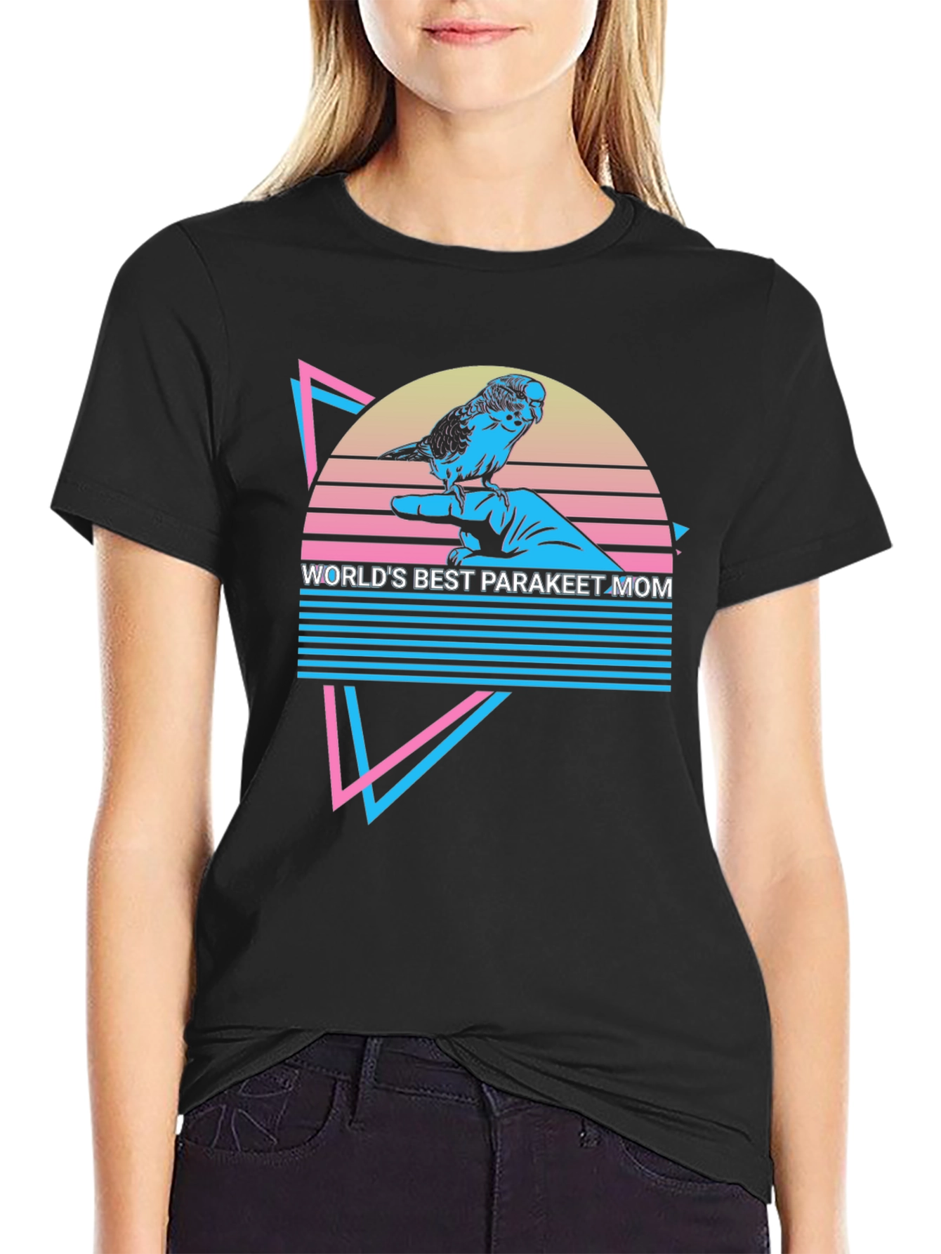 Black World's Best Parakeet Mom T-Shirt view 2
