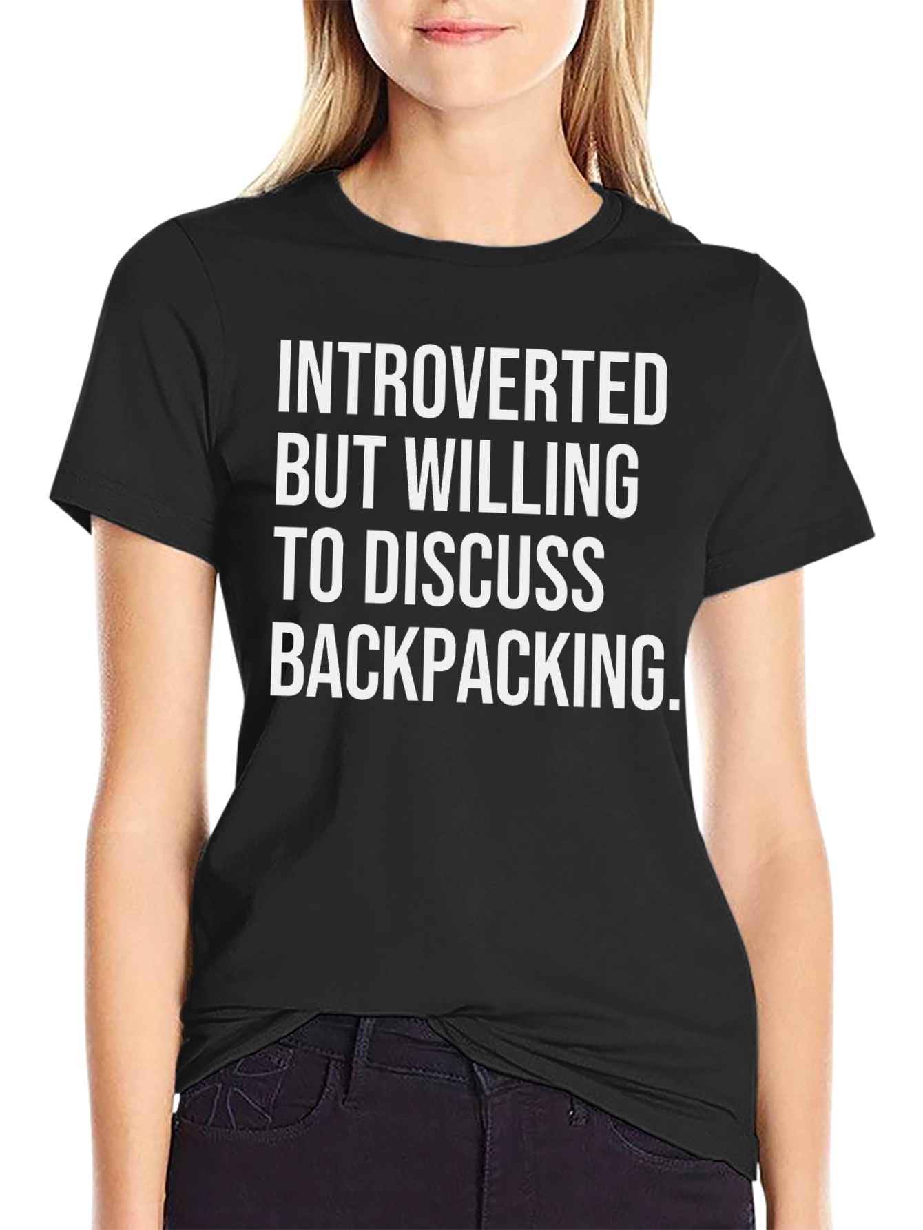 Black Introverted Backpacking Enthusiast Tee view 2