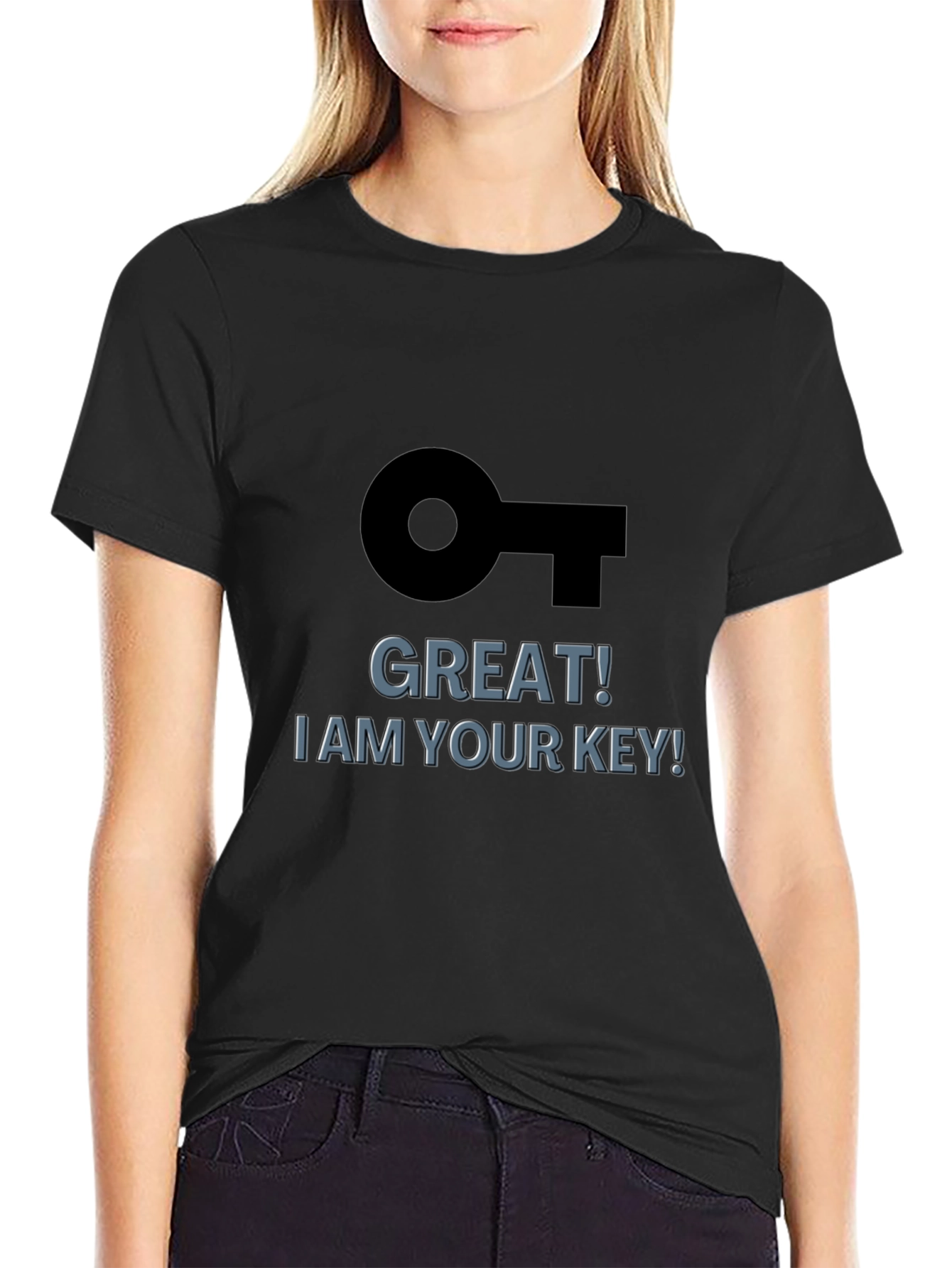 Black Great! I am Your Key! Black Graphic T-Shirt view 2