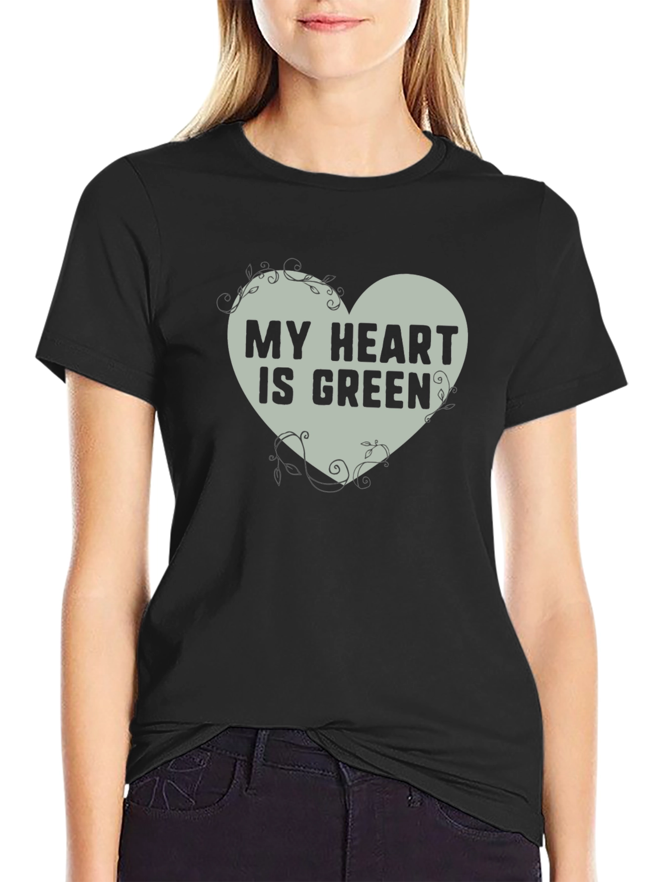 Black My Heart Is Green Graphic Tee - Eco Friendly Shirt view 2