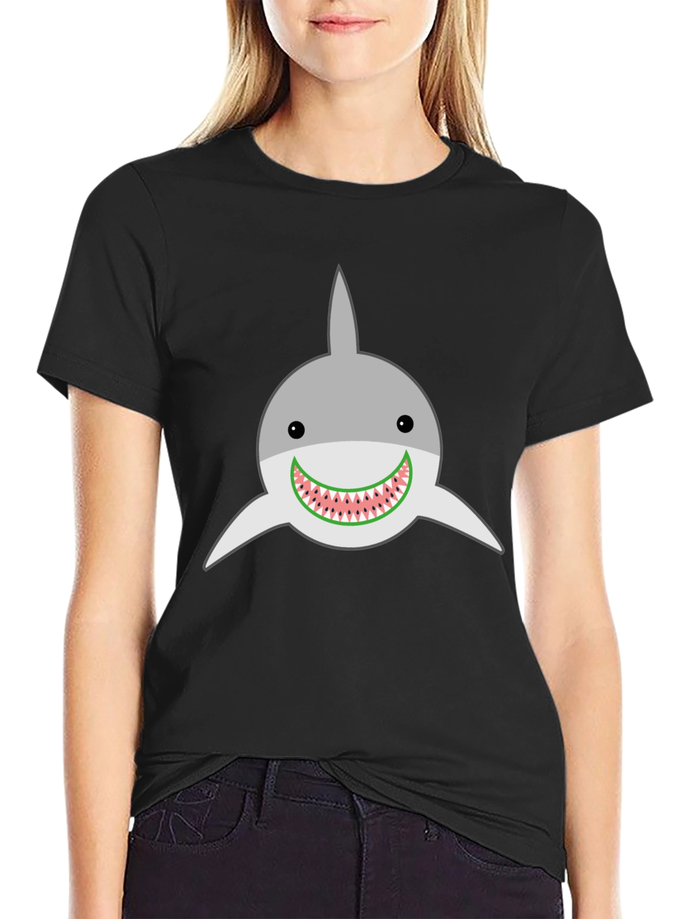 Black Shark Watermelon Funny Graphic Tee view 2