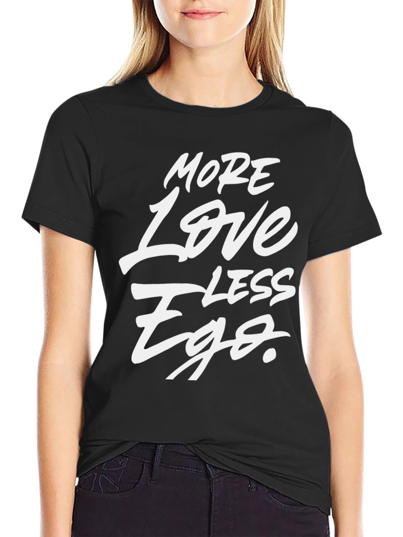 Black More Love Less Ego Graphic Tee - Black view 2