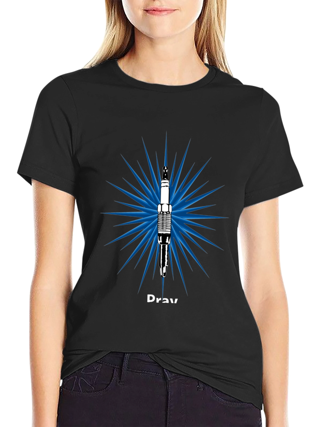 Black Spark Plug Graphic Tee - Drav view 2