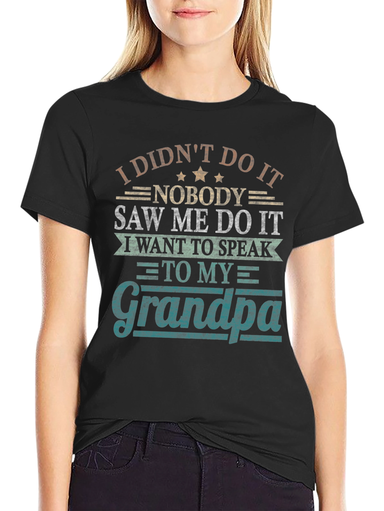 Black I Didn't Do It Grandpa T-Shirt view 2