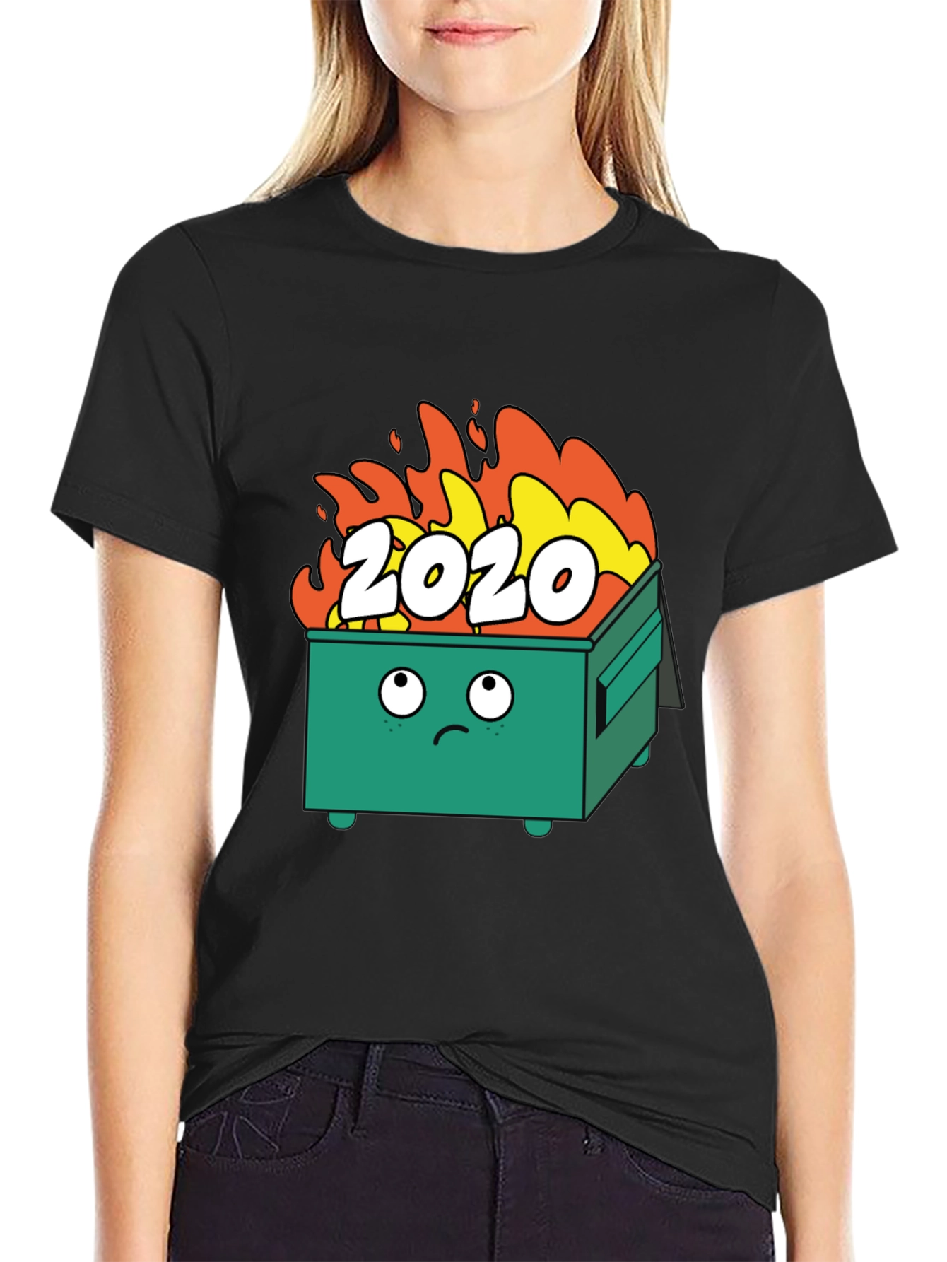 Black 2020 Dumpster Fire T-Shirt - Funny Graphic Tee view 2