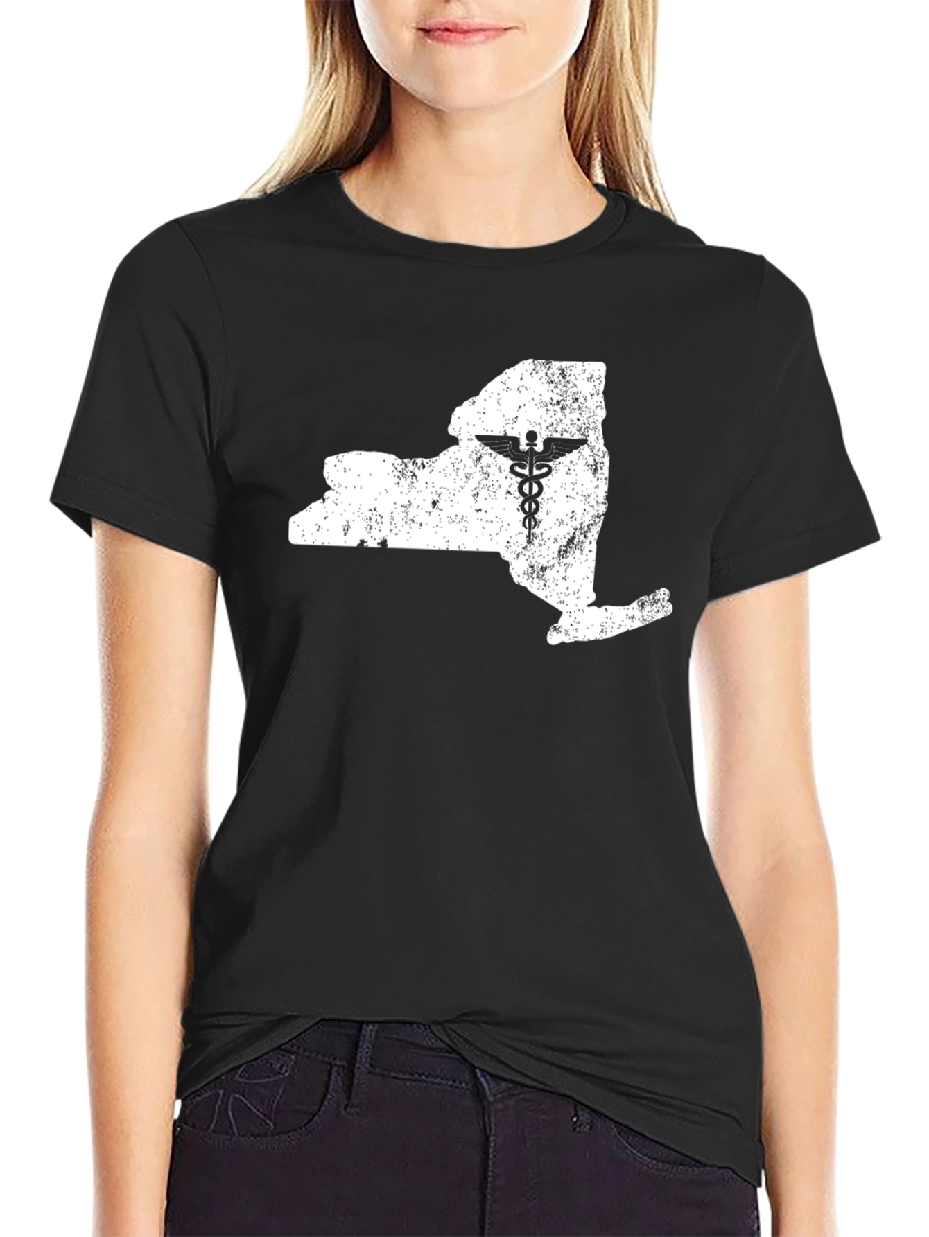 Black New York State Medical Symbol T-Shirt view 2