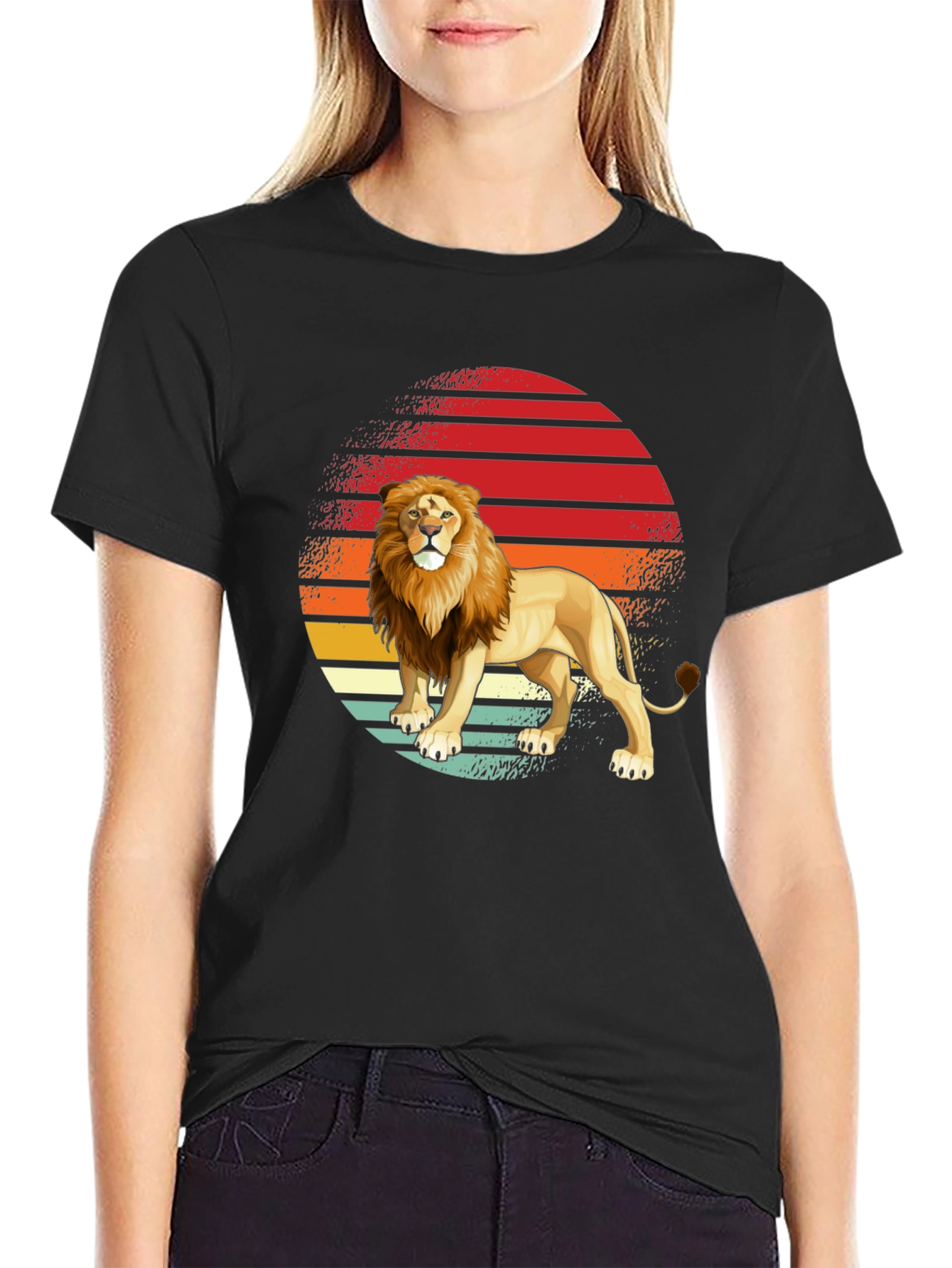 Black Lion Sunset Graphic Tee - Retro Style view 2
