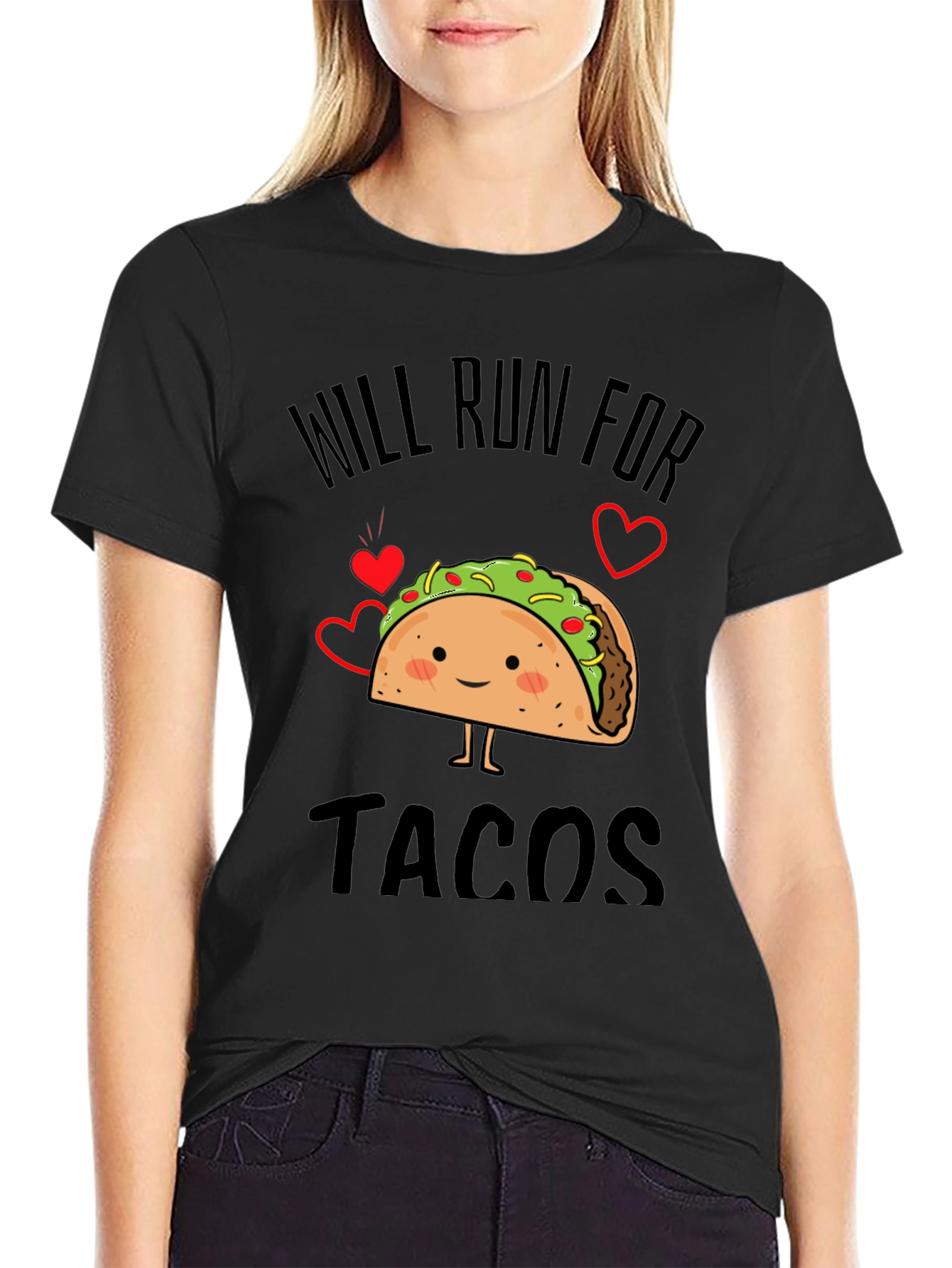 Black Will Run for Tacos Funny Graphic Tee Shirt view 2