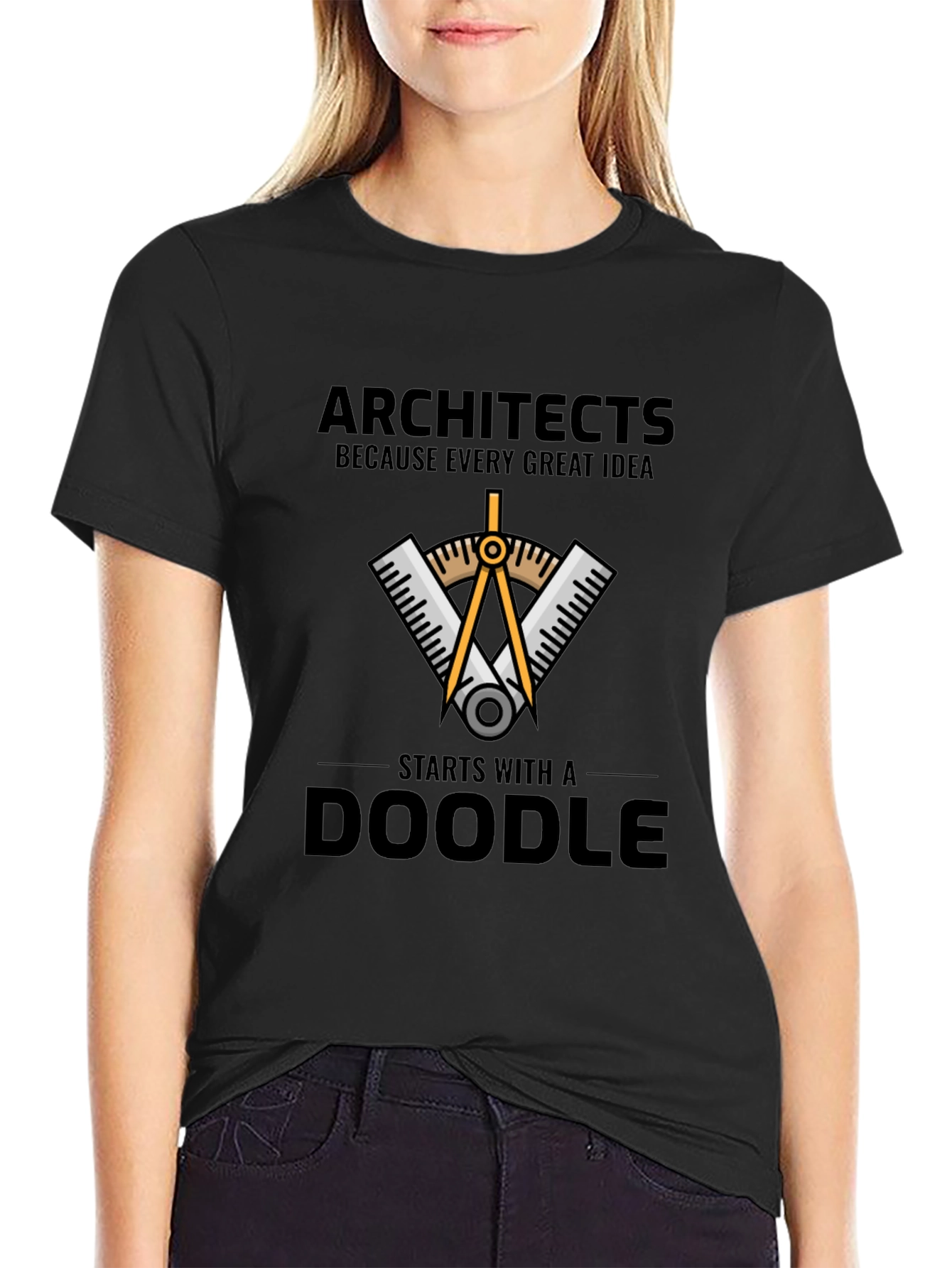 Black Architects Doodle Graphic T-Shirt view 2
