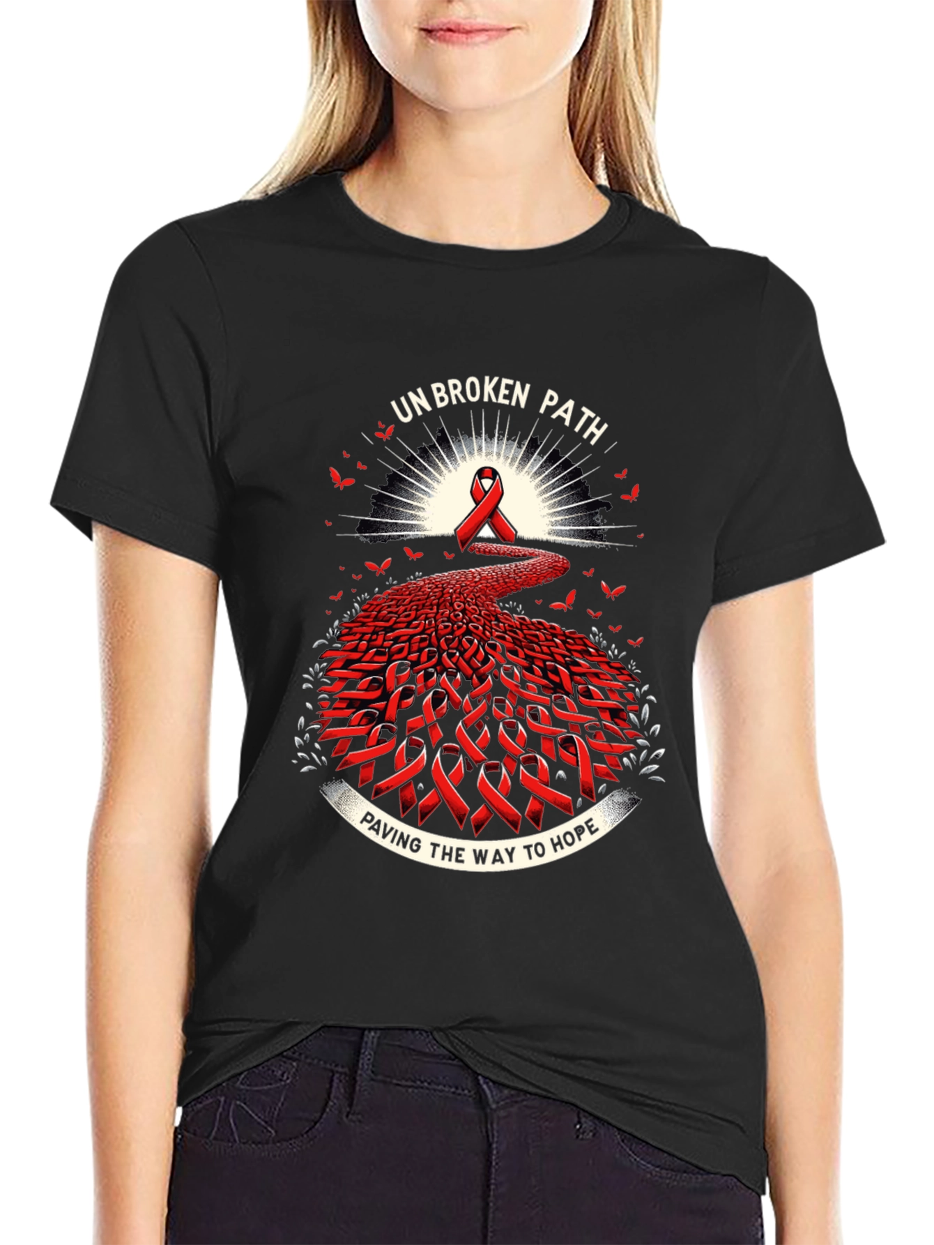 Black Unbroken Path Awareness T-Shirt view 2