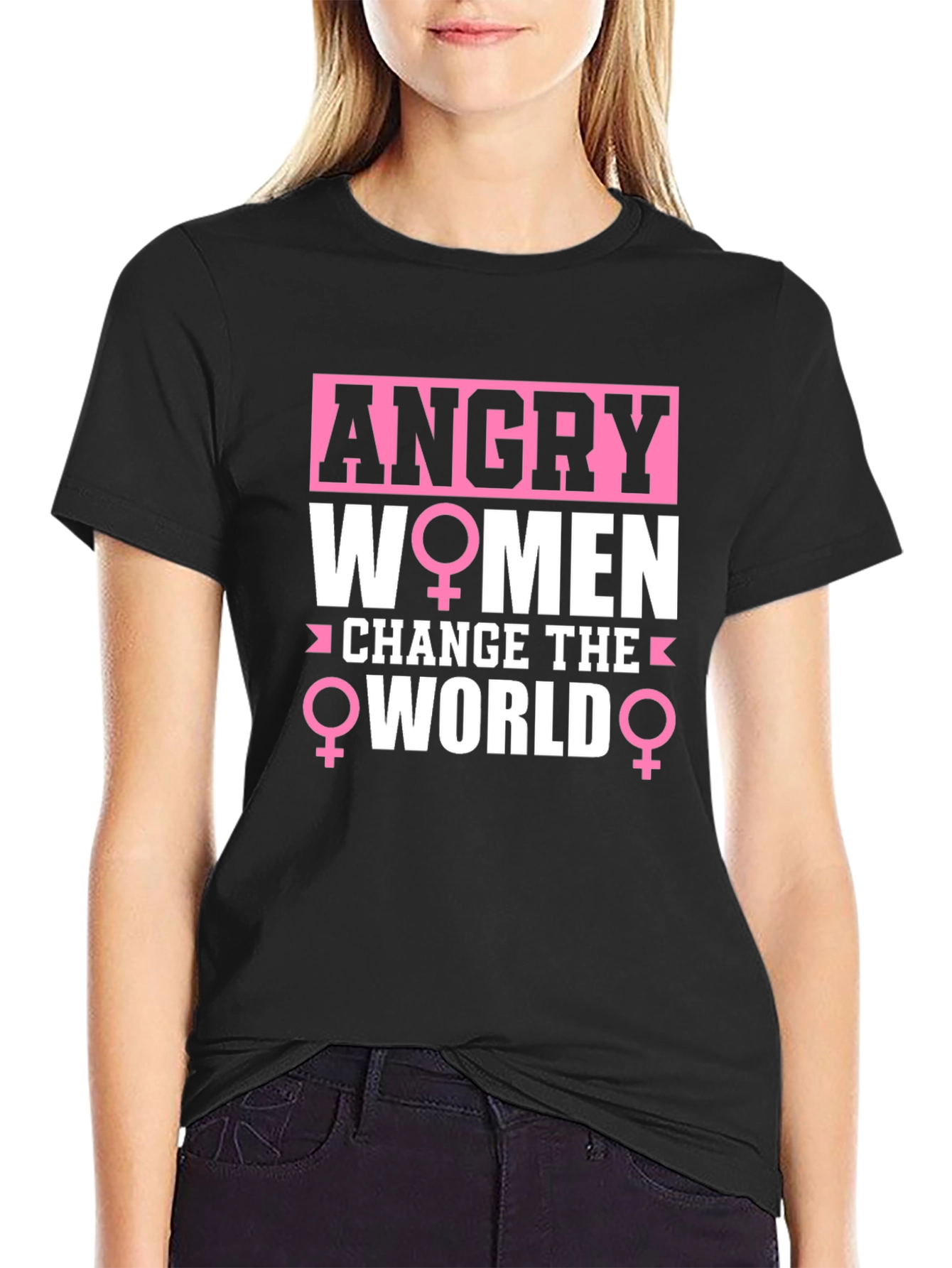 Black Angry Women Change the World Graphic Tee view 2