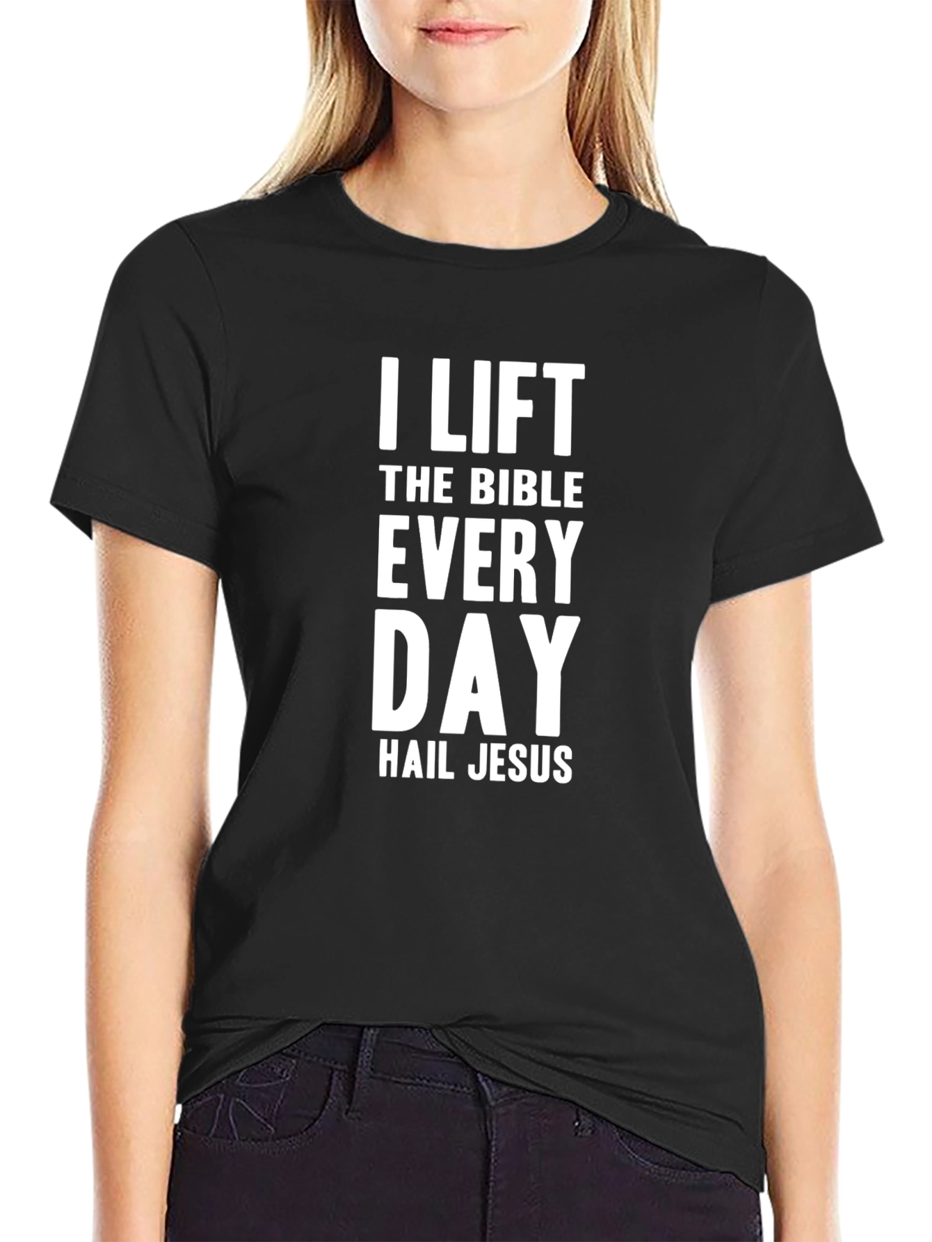 Black I Lift the Bible T-Shirt view 2
