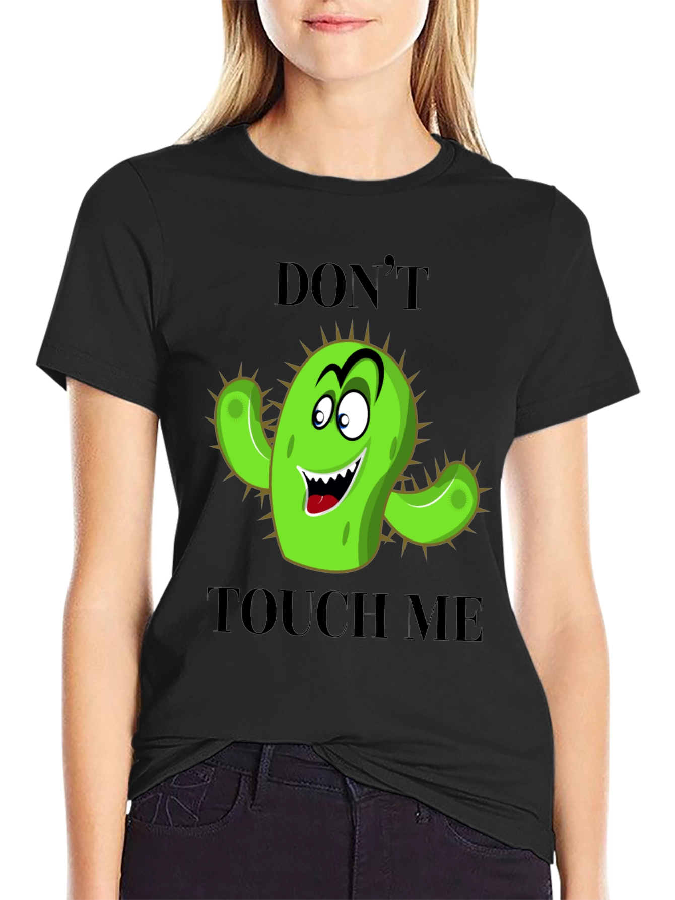 Black Don't Touch Me Cactus Graphic Tee view 2