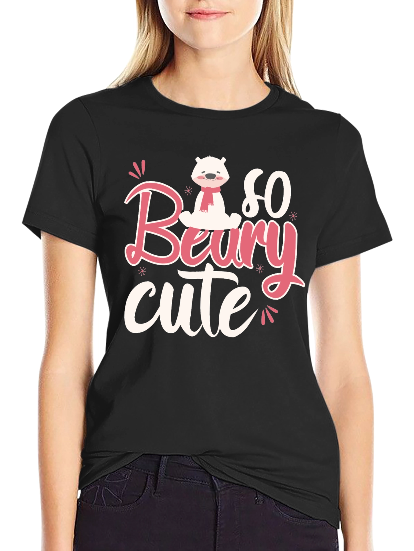 Black So Beary Cute Black Graphic Tee view 2