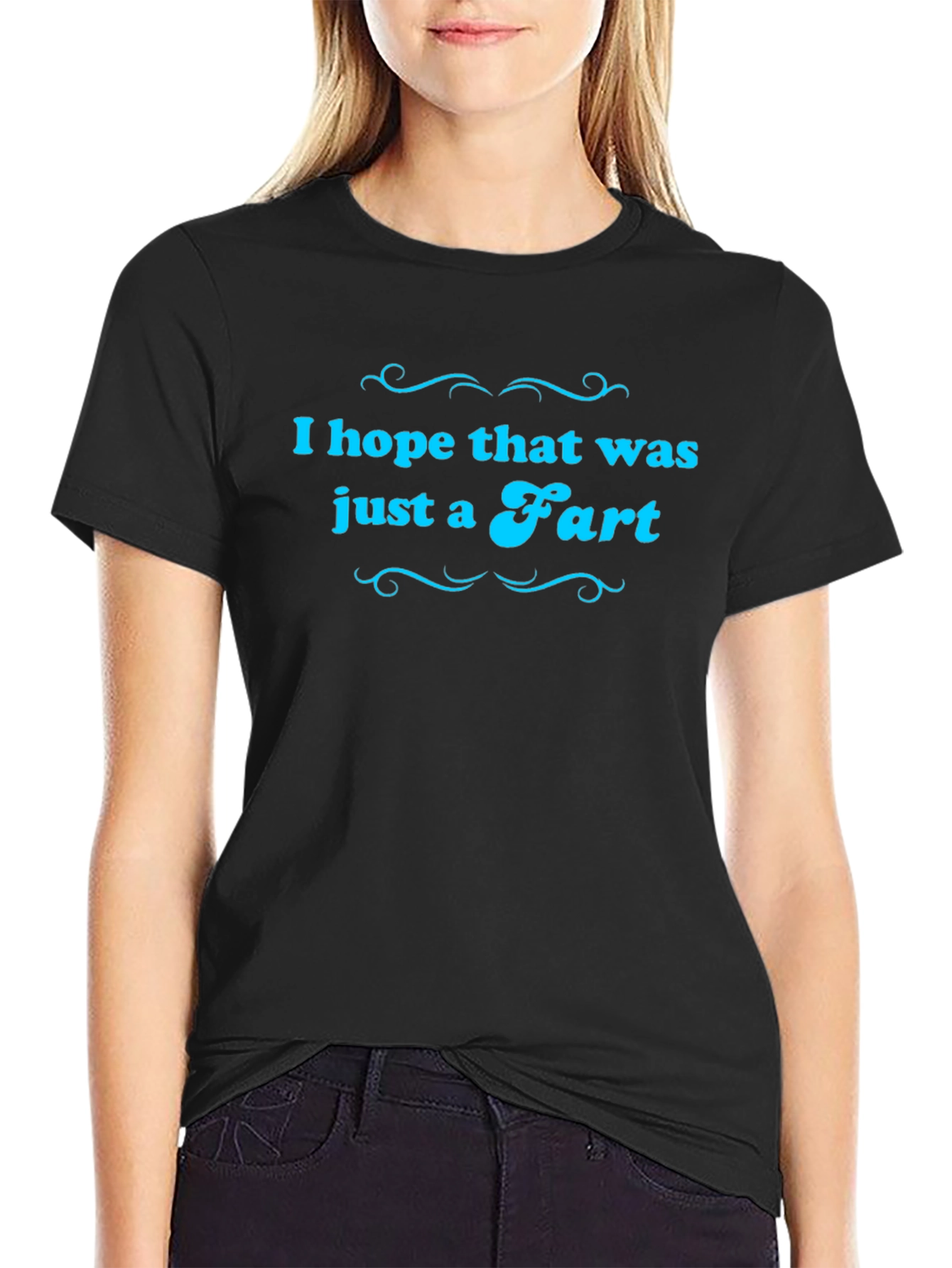 Black Humorous "Just a Fart" Graphic Tee - Black view 2