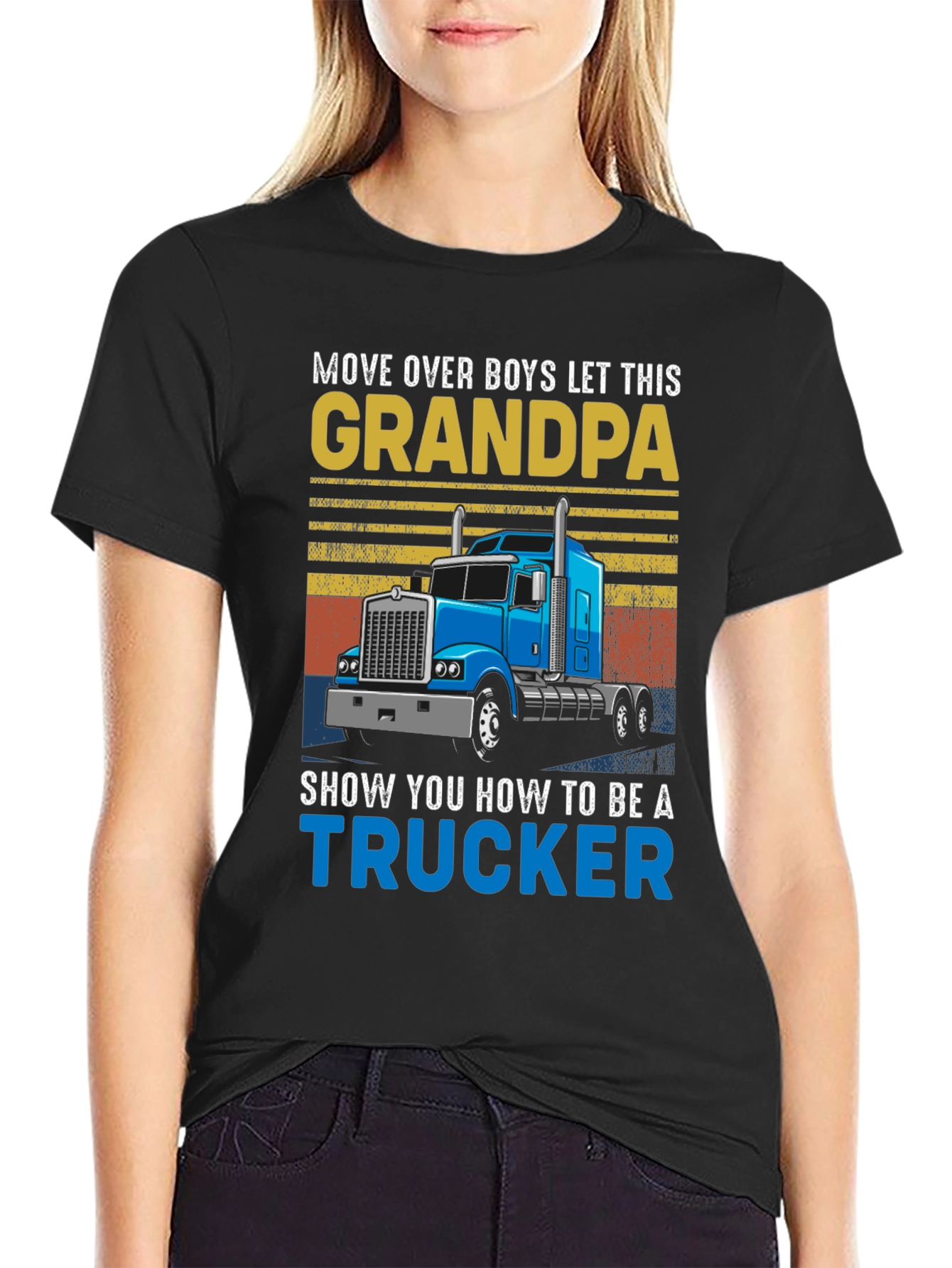 Black Grandpa Trucker T-Shirt: Move Over Boys! view 2