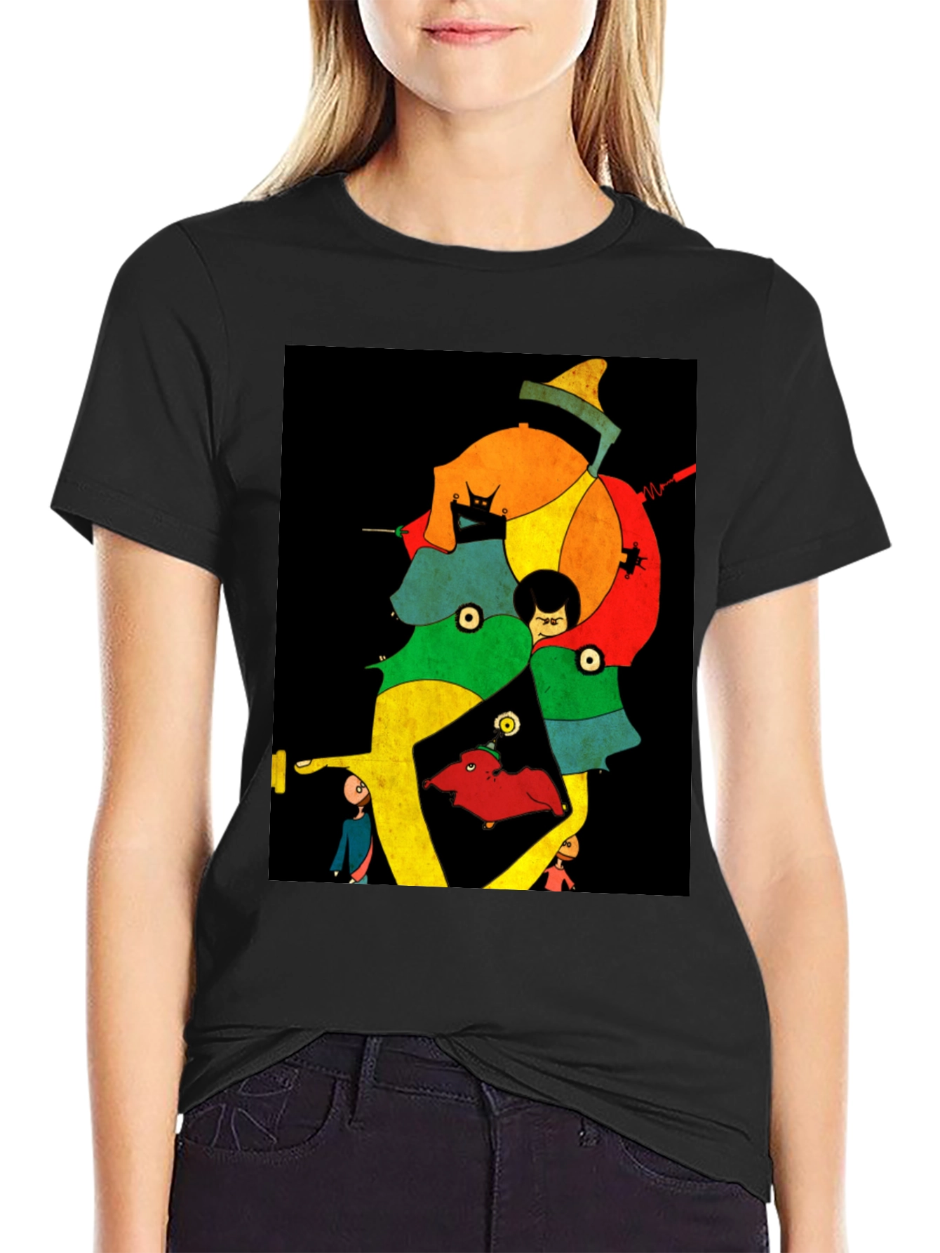 Black Abstract Art Print Black T-Shirt view 2