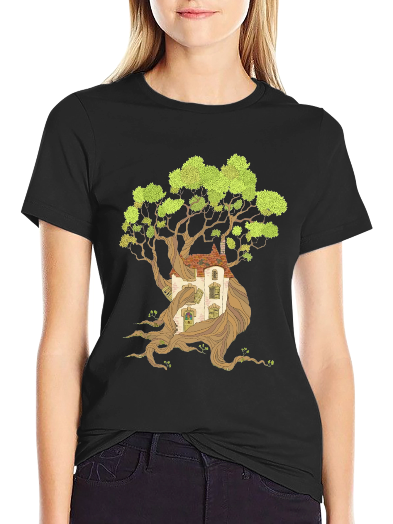 Black Treehouse Graphic Print Tee view 2