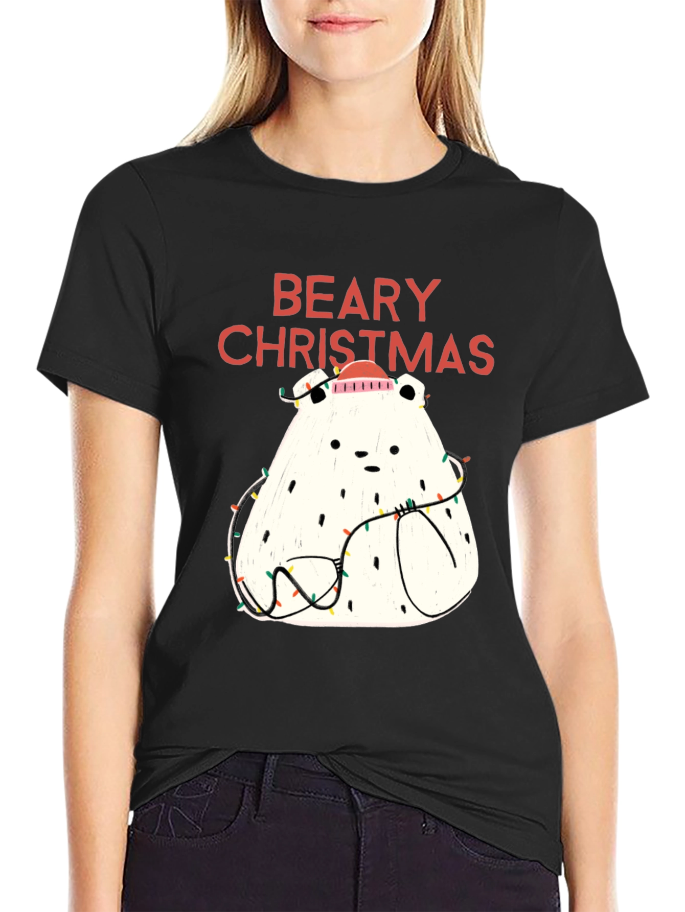 Black Beary Christmas Graphic Tee - Holiday Fun view 2