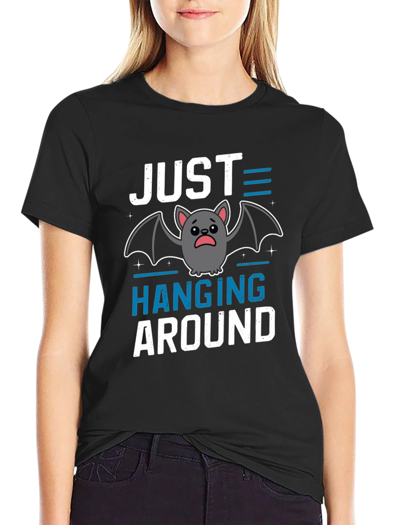 Black Just Hanging Around Bat T-Shirt view 2