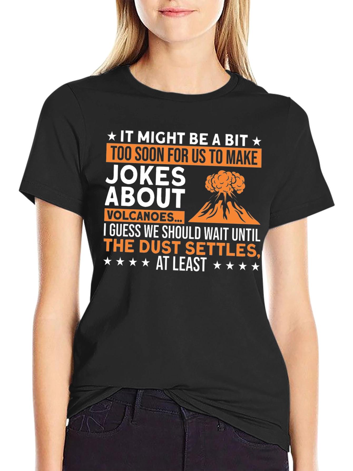Black Volcano Jokes Graphic Tee - Sarcastic Humor T-Shirt view 2