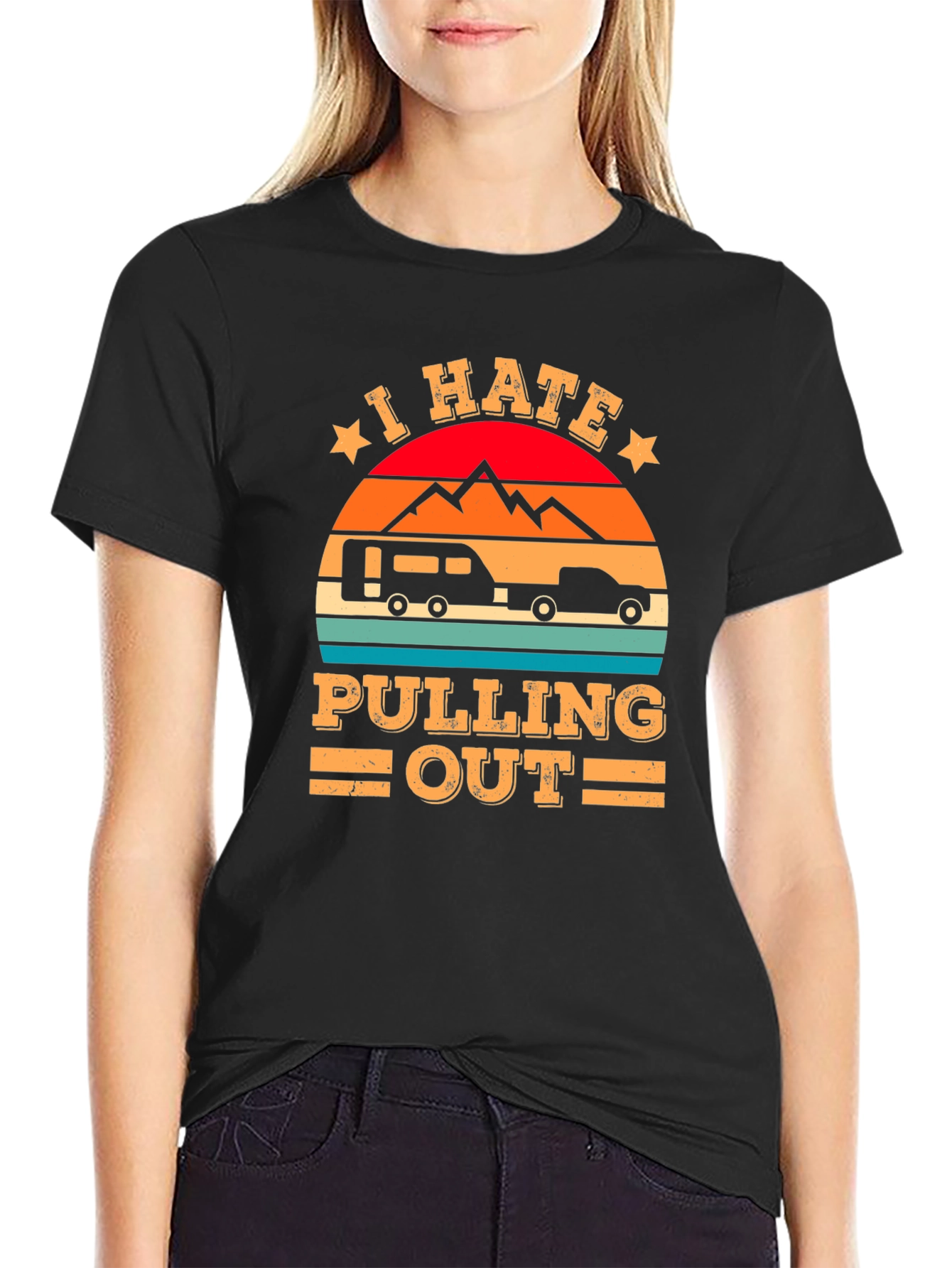 Black I Hate Pulling Out Camping T-Shirt view 2