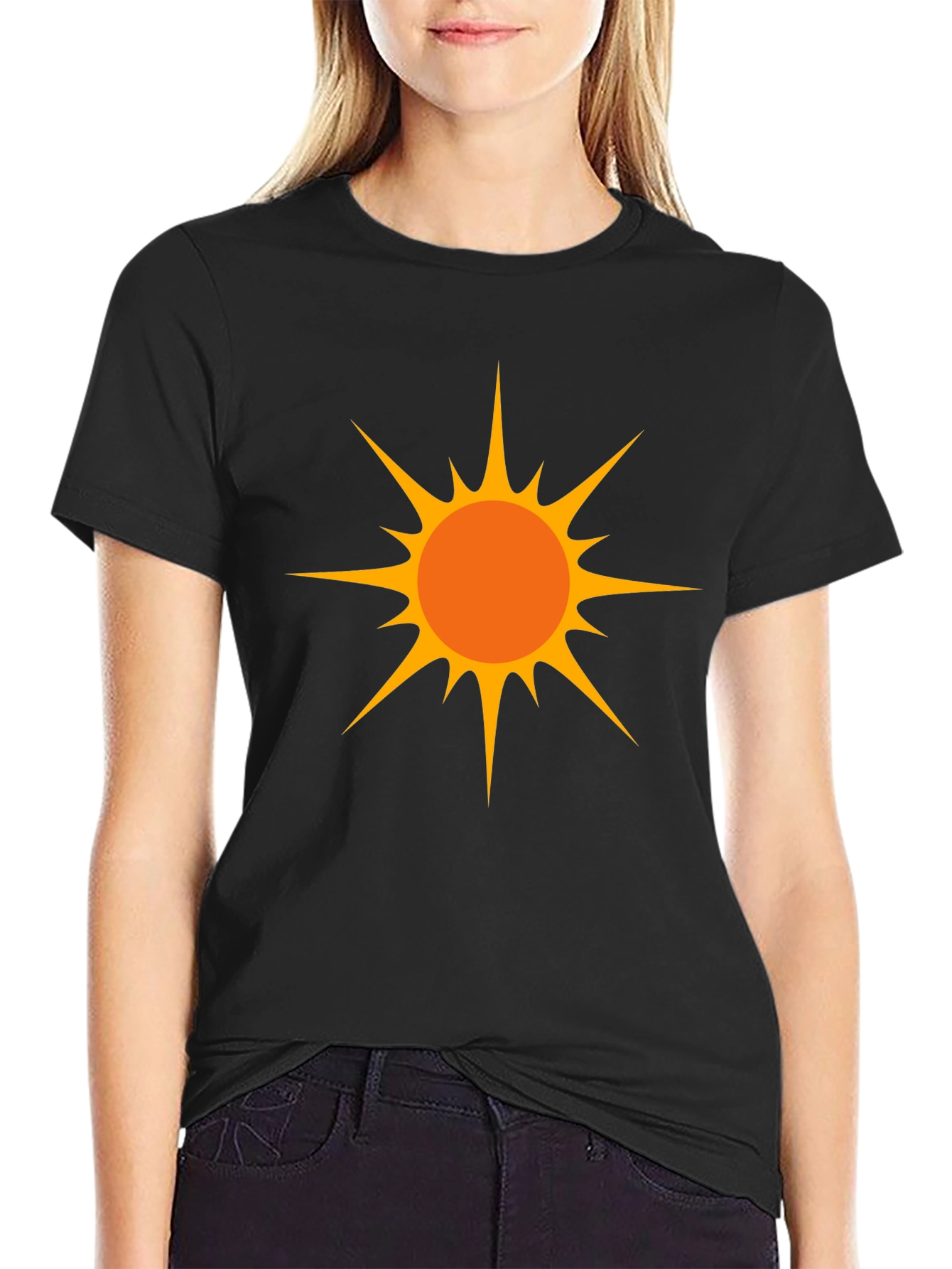 Black Bold Sun Graphic Tee - Black Cotton Comfort view 2