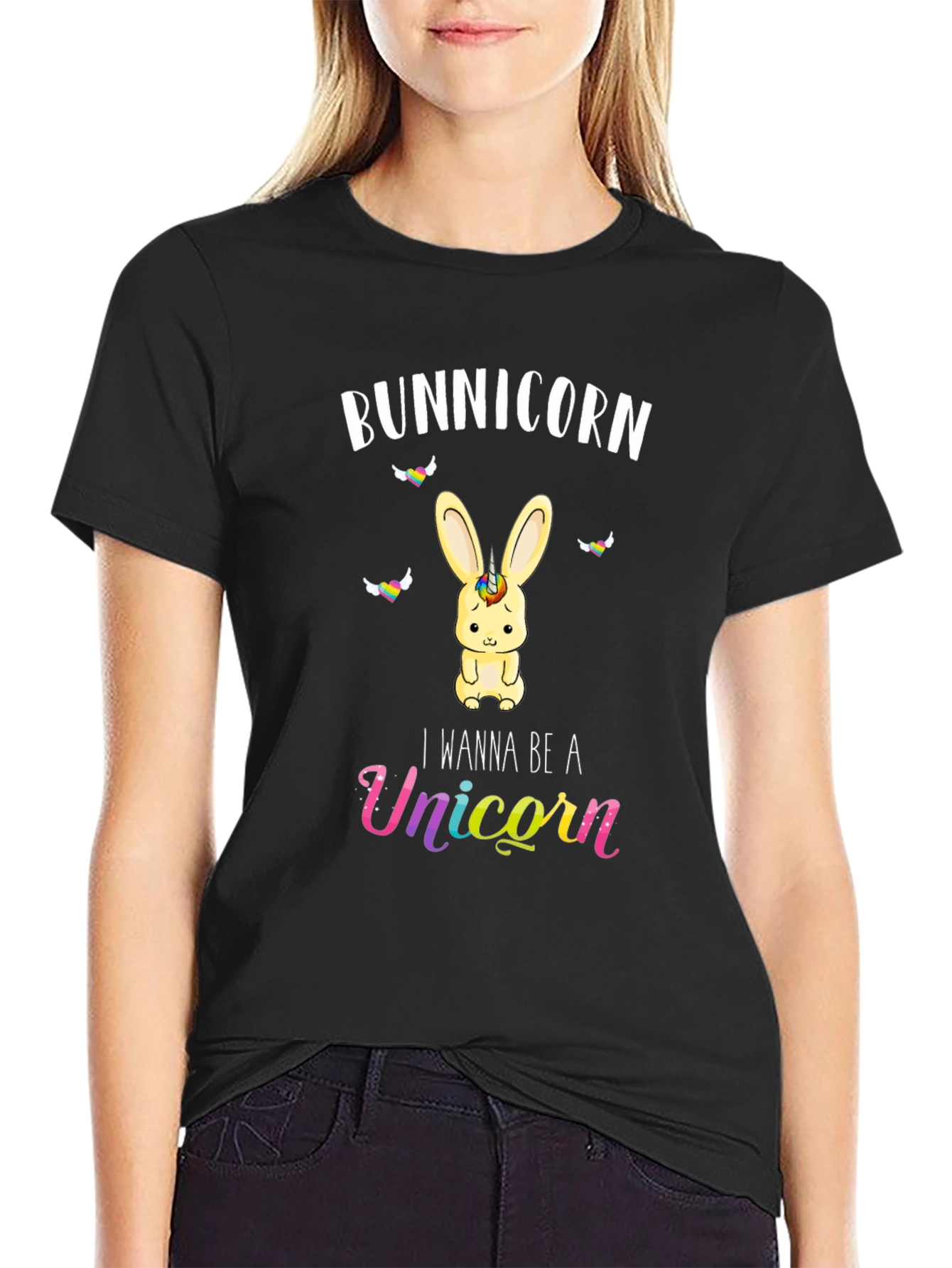 Black Bunicorn Unicorn T-Shirt Funny Bunny Tee view 2