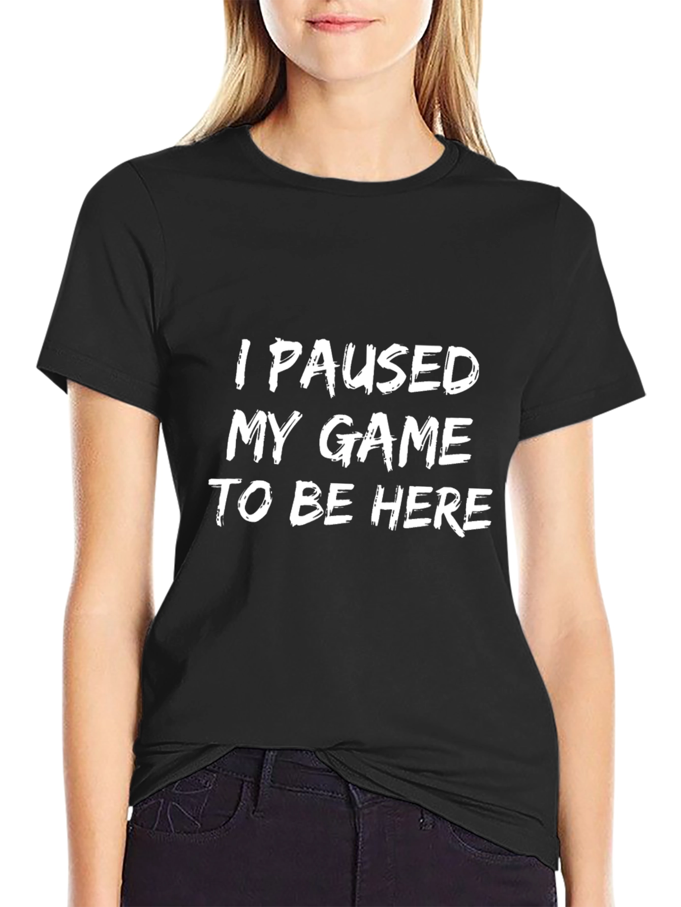 Black Gamer Humor T-Shirt - I Paused My Game To Be Here view 2
