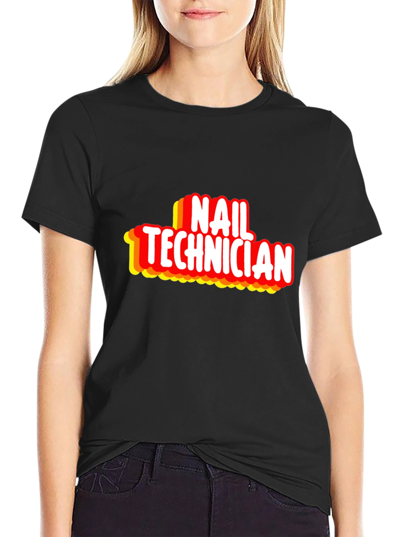 Black Nail Technician Graphic Tee - Black view 2