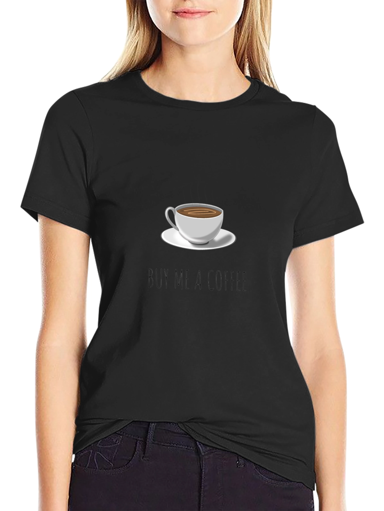 Black Buy Me a Coffee T-Shirt view 2