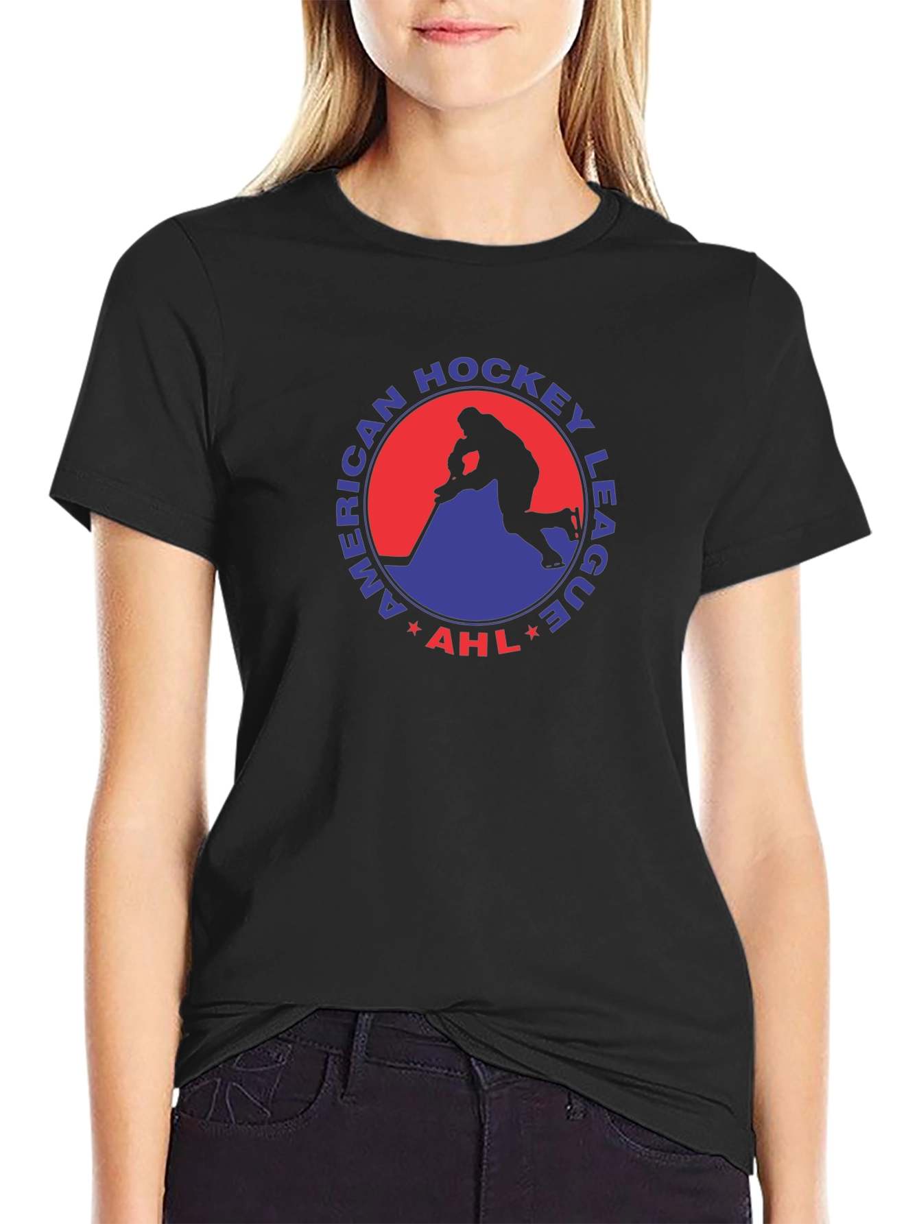Black American Hockey League Black T-Shirt view 2