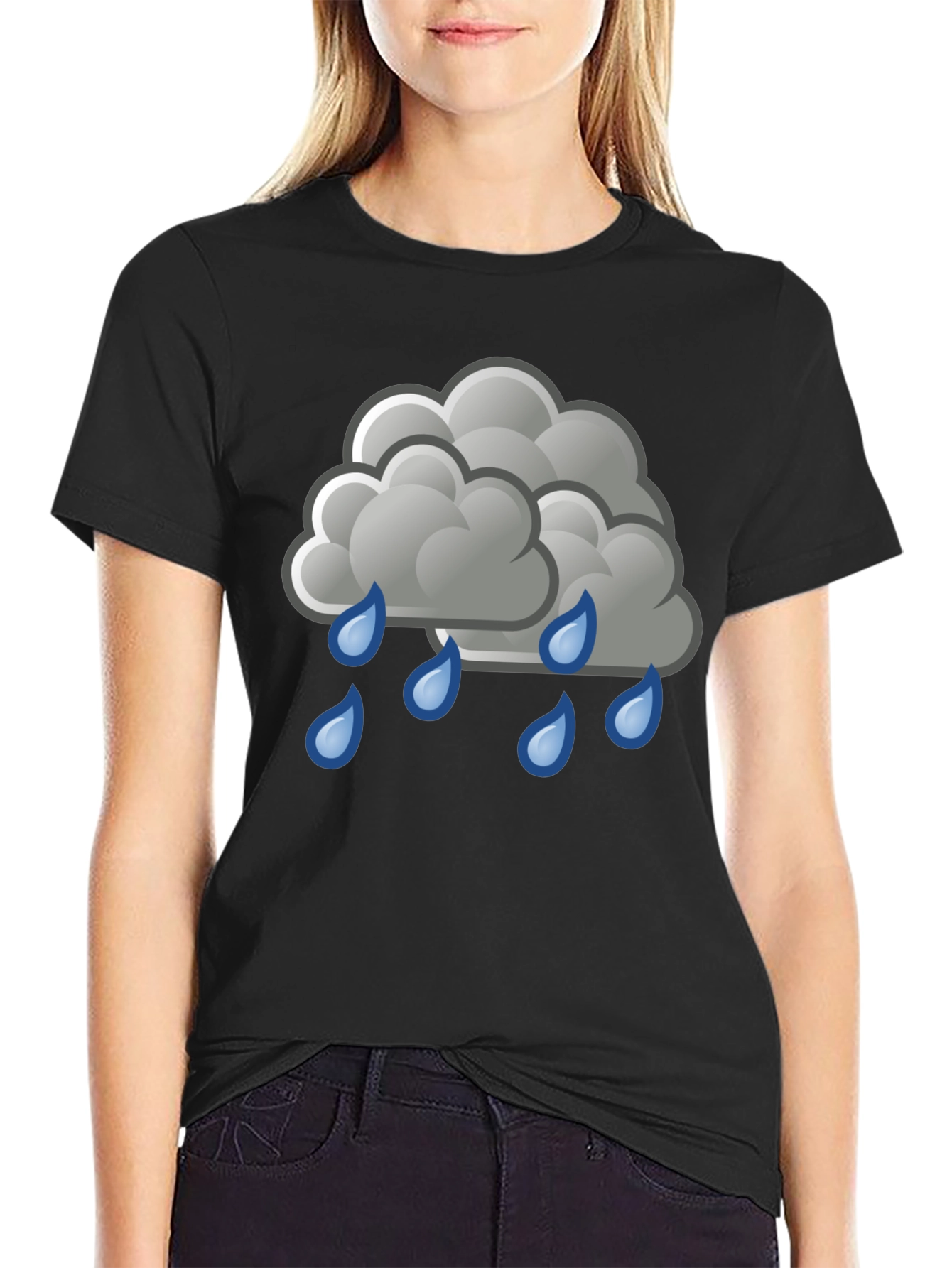 Black Rain Cloud Graphic Tee - Black Cotton Shirt view 2