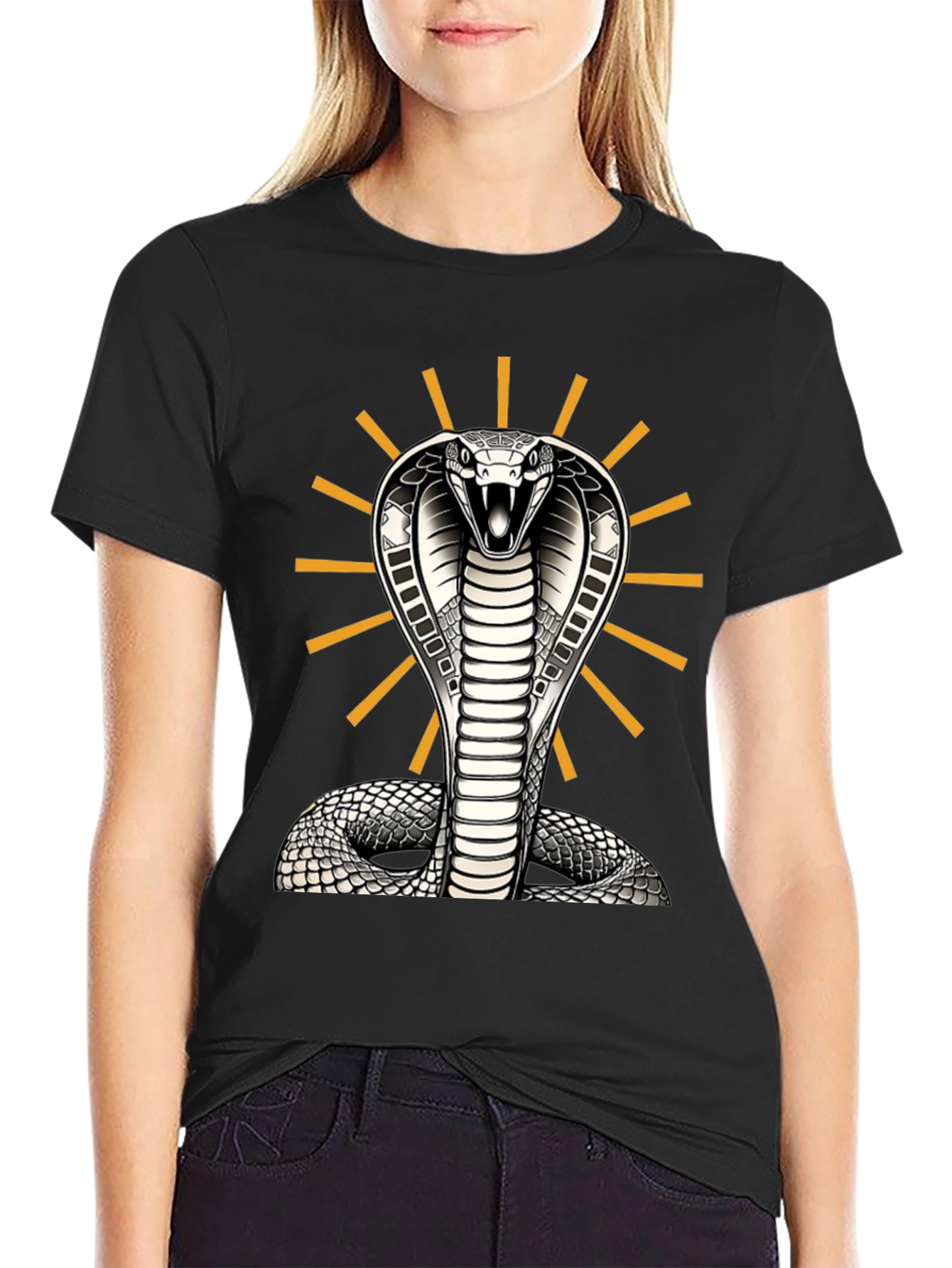 Black Cobra Snake Graphic Tee - Striking Design, Comfortable Fit view 2