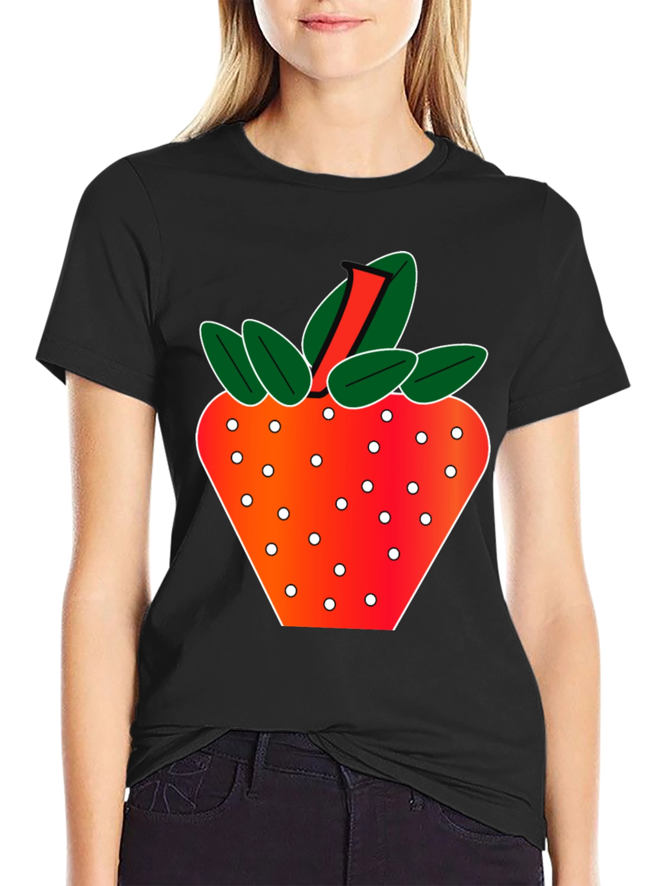 Black Strawberry Graphic T-Shirt - Fresh & Fun Design view 2