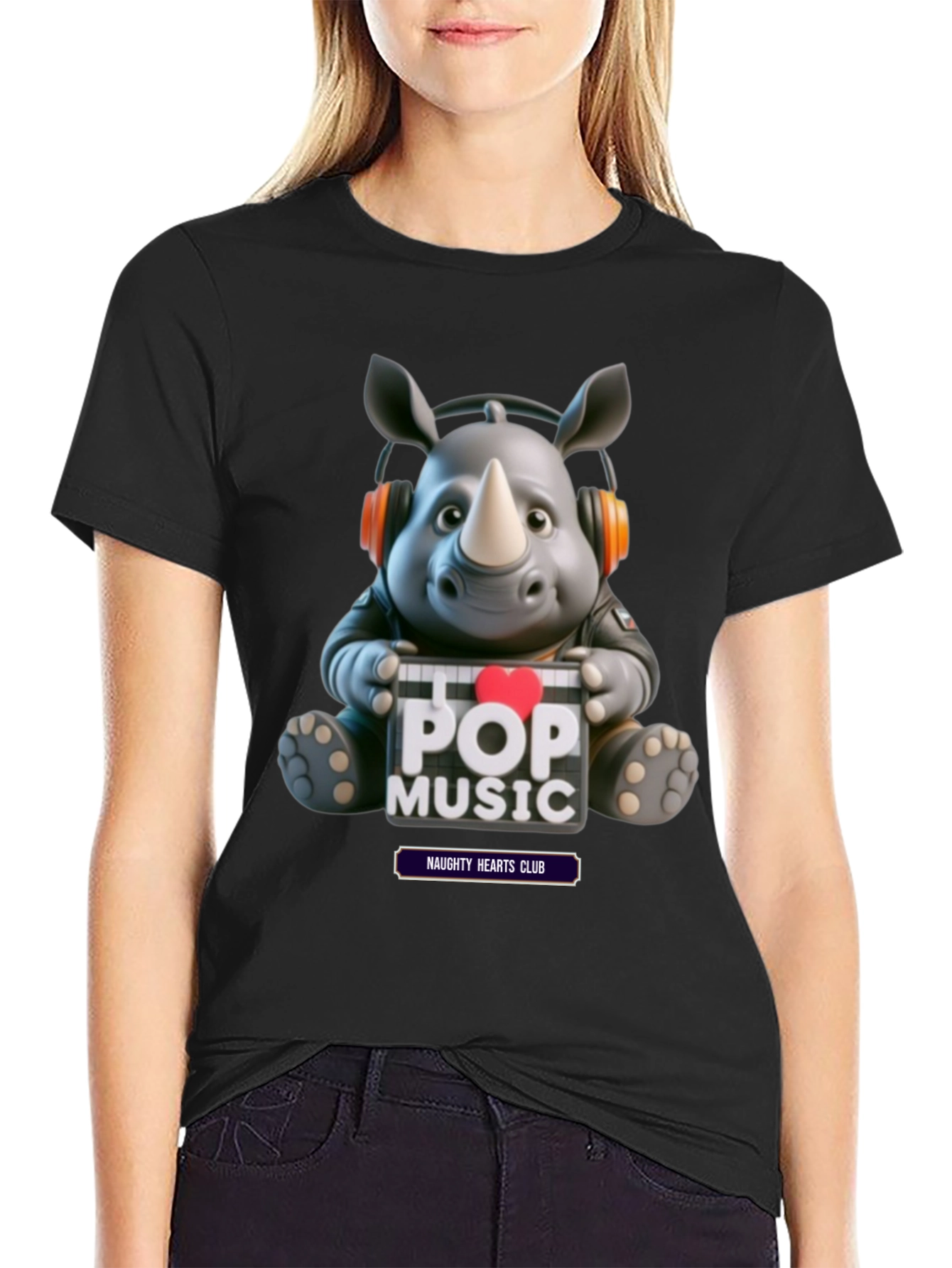 Black Pop Music Rhino Tee view 2