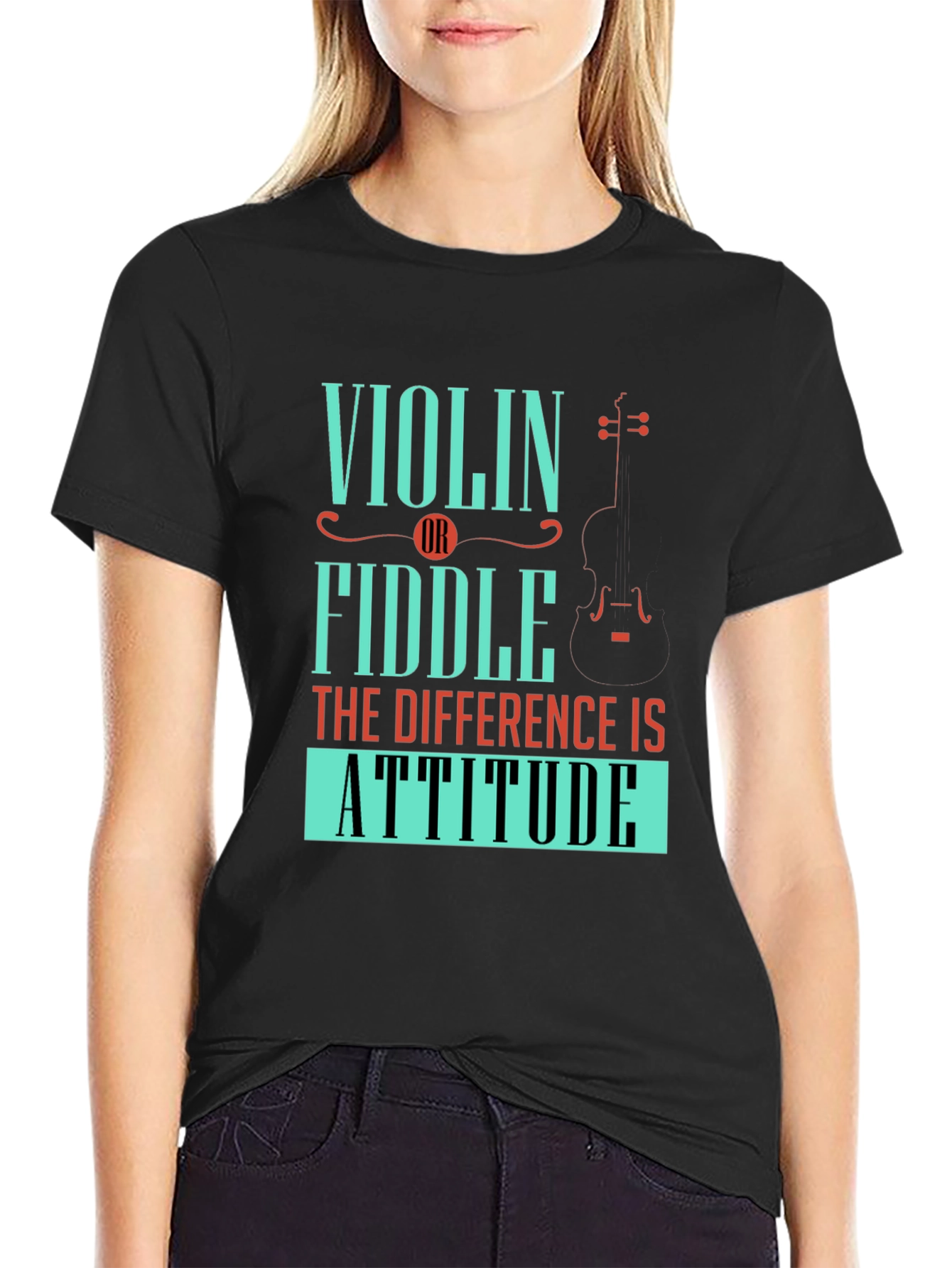 Black Violin or Fiddle Attitude T-Shirt view 2