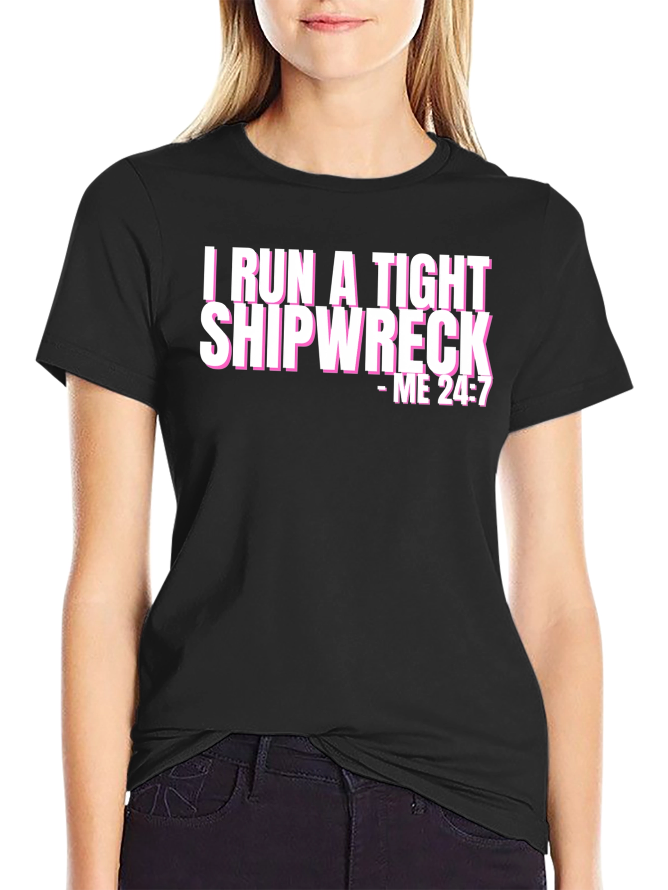 Black Tight Shipwreck Graphic Tee - Humor T-Shirt view 2