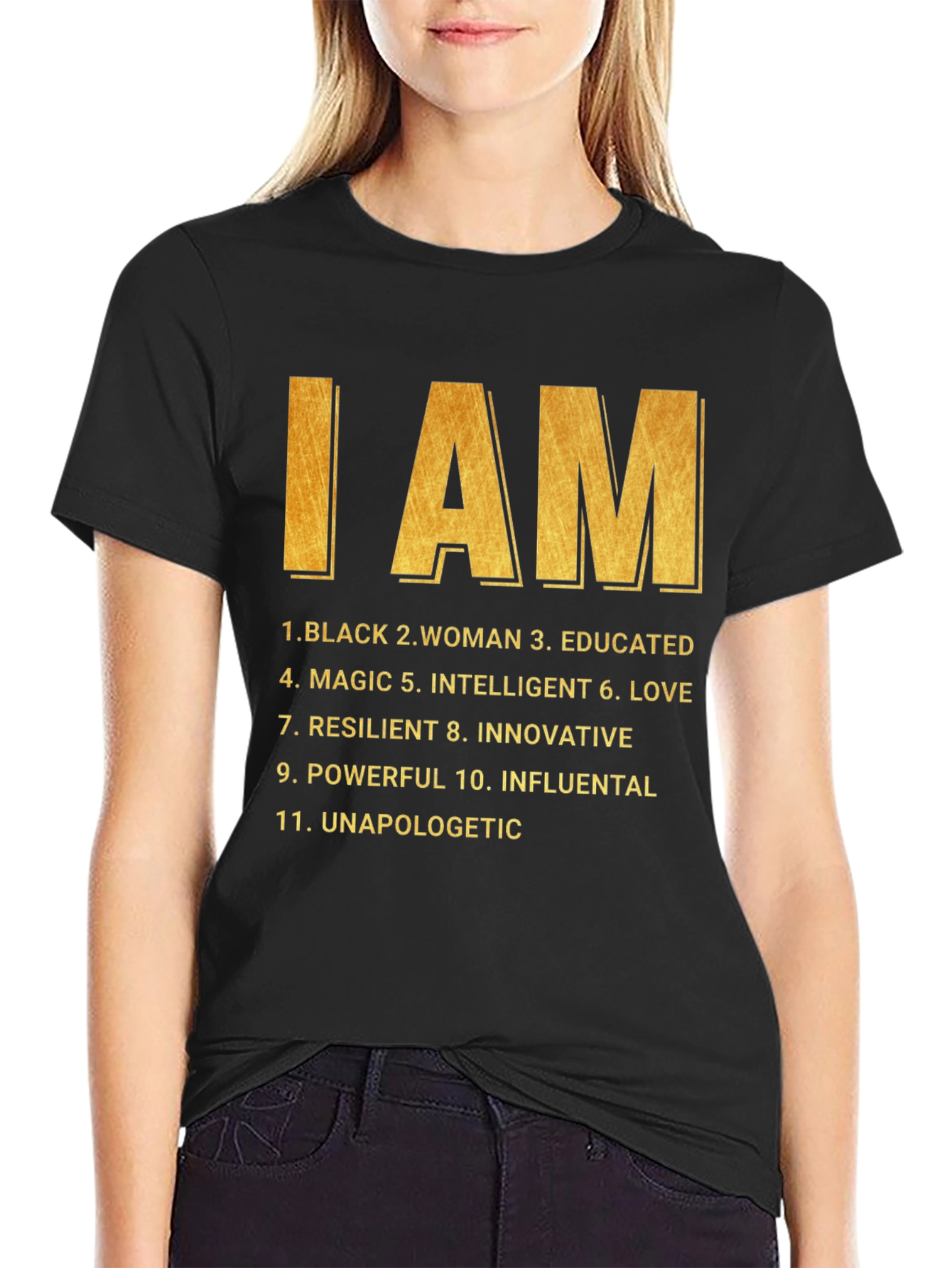 Black I AM Black Woman T-Shirt view 2