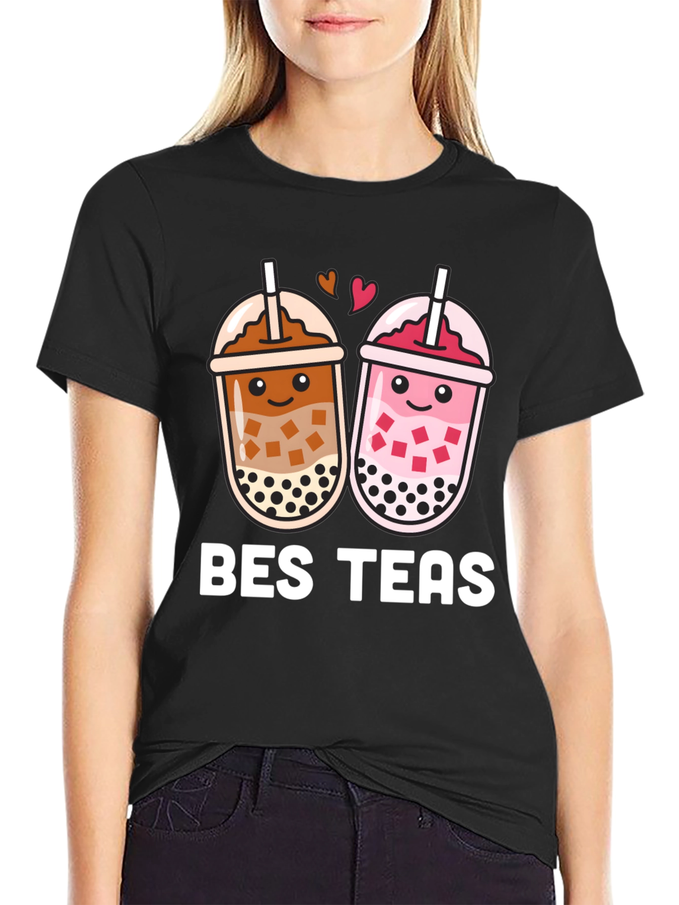 Black Bes Teas Black T-Shirt - Boba Tea Design view 2