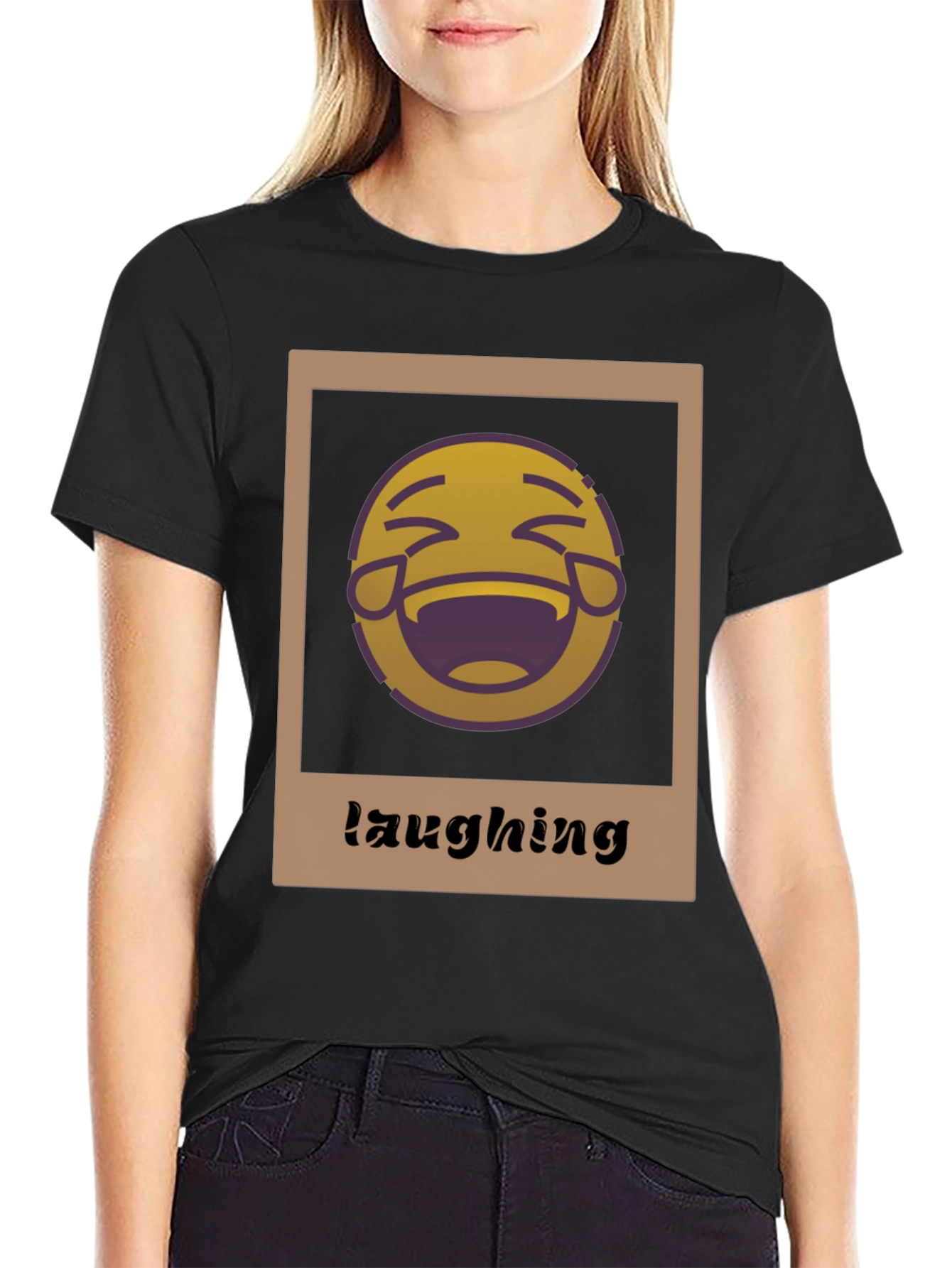 Black Laughing Emoji T-Shirt: Funny Graphic Tee for Casual Wear view 2
