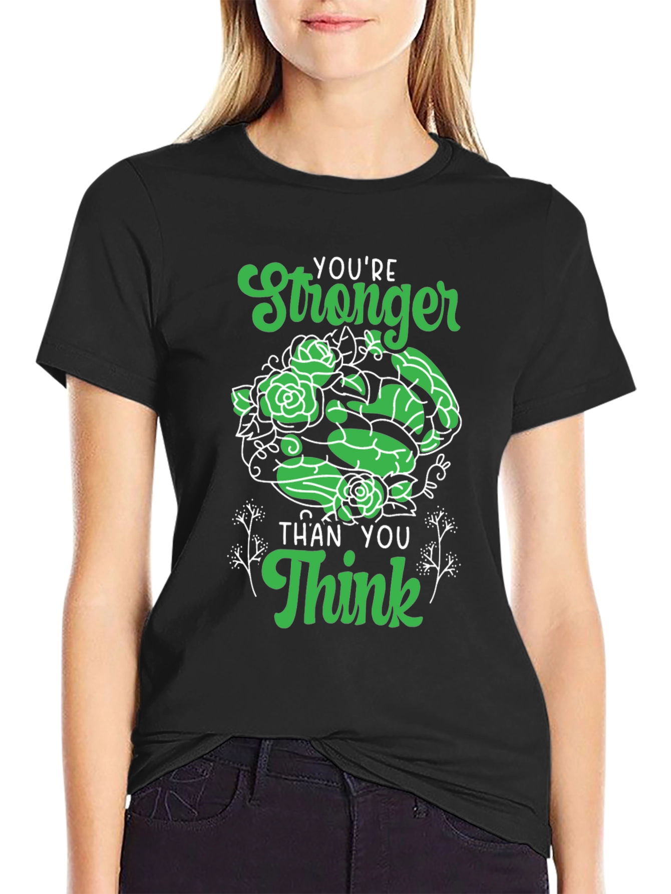 Black Stronger Than You Think Graphic Tee view 2