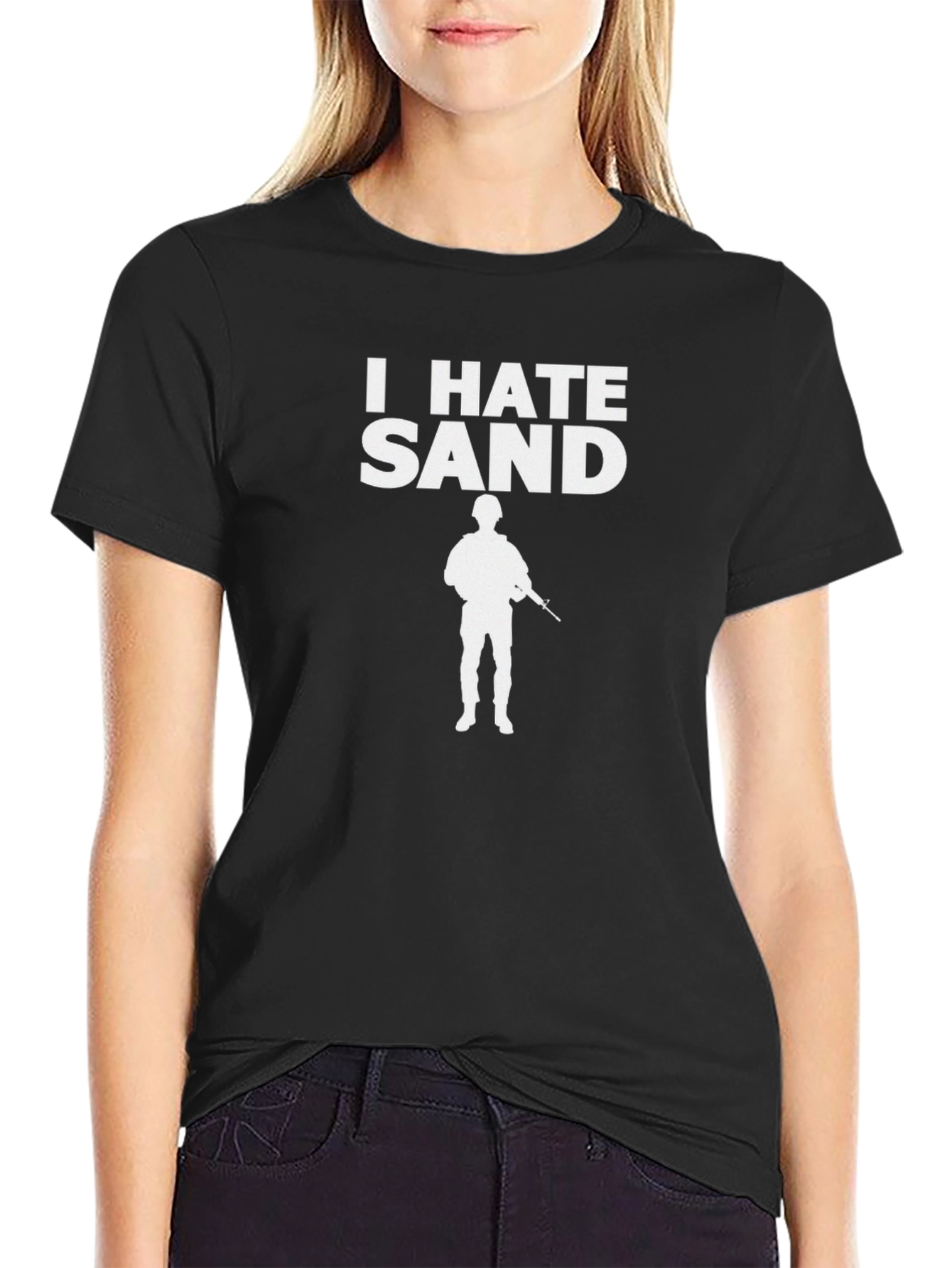 Black I Hate Sand T-Shirt view 2