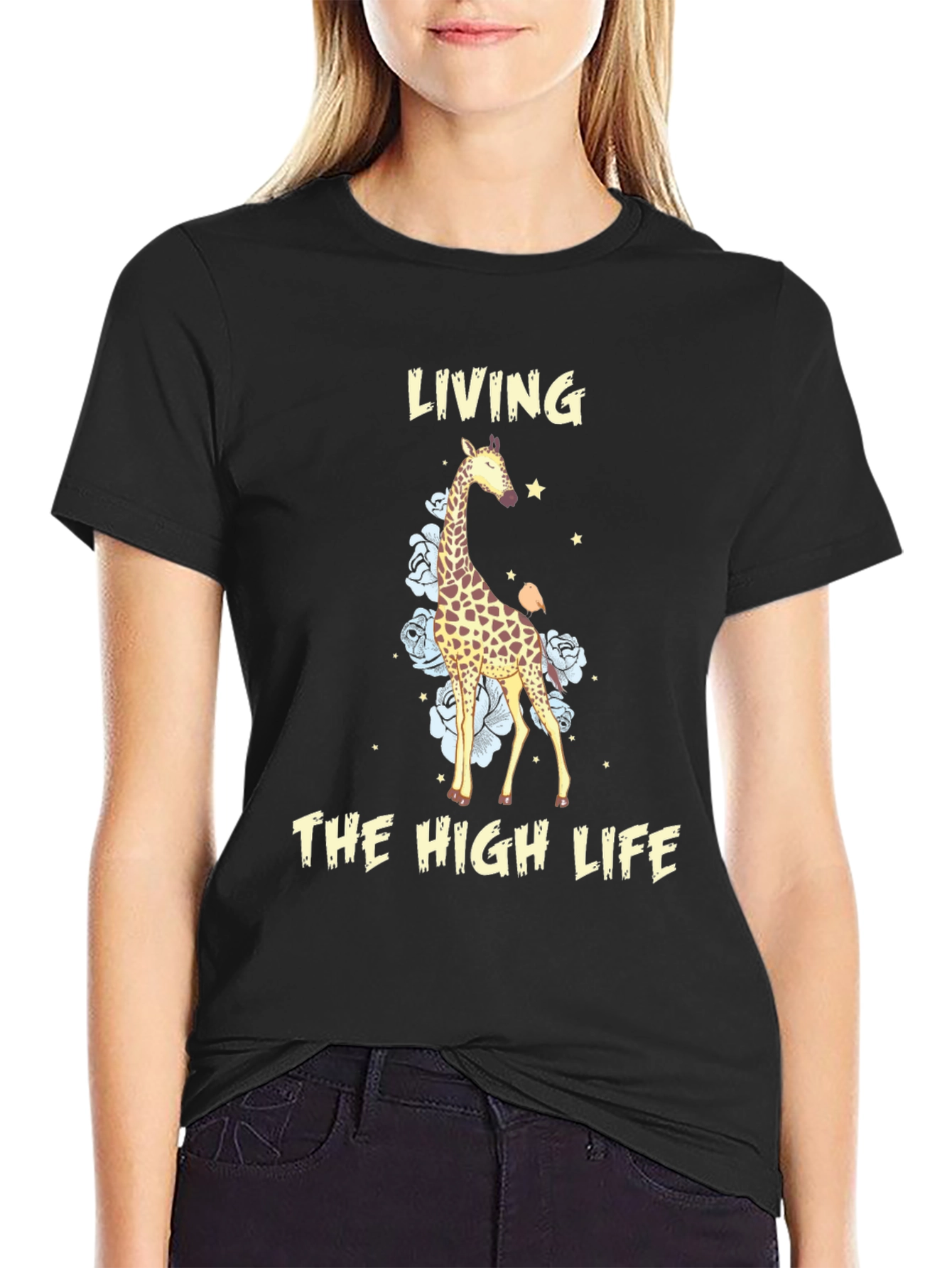 Black Living The High Life Giraffe T-Shirt view 2